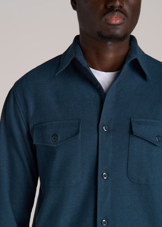 Stretch Knit Overshirt Men's in Bright Navy