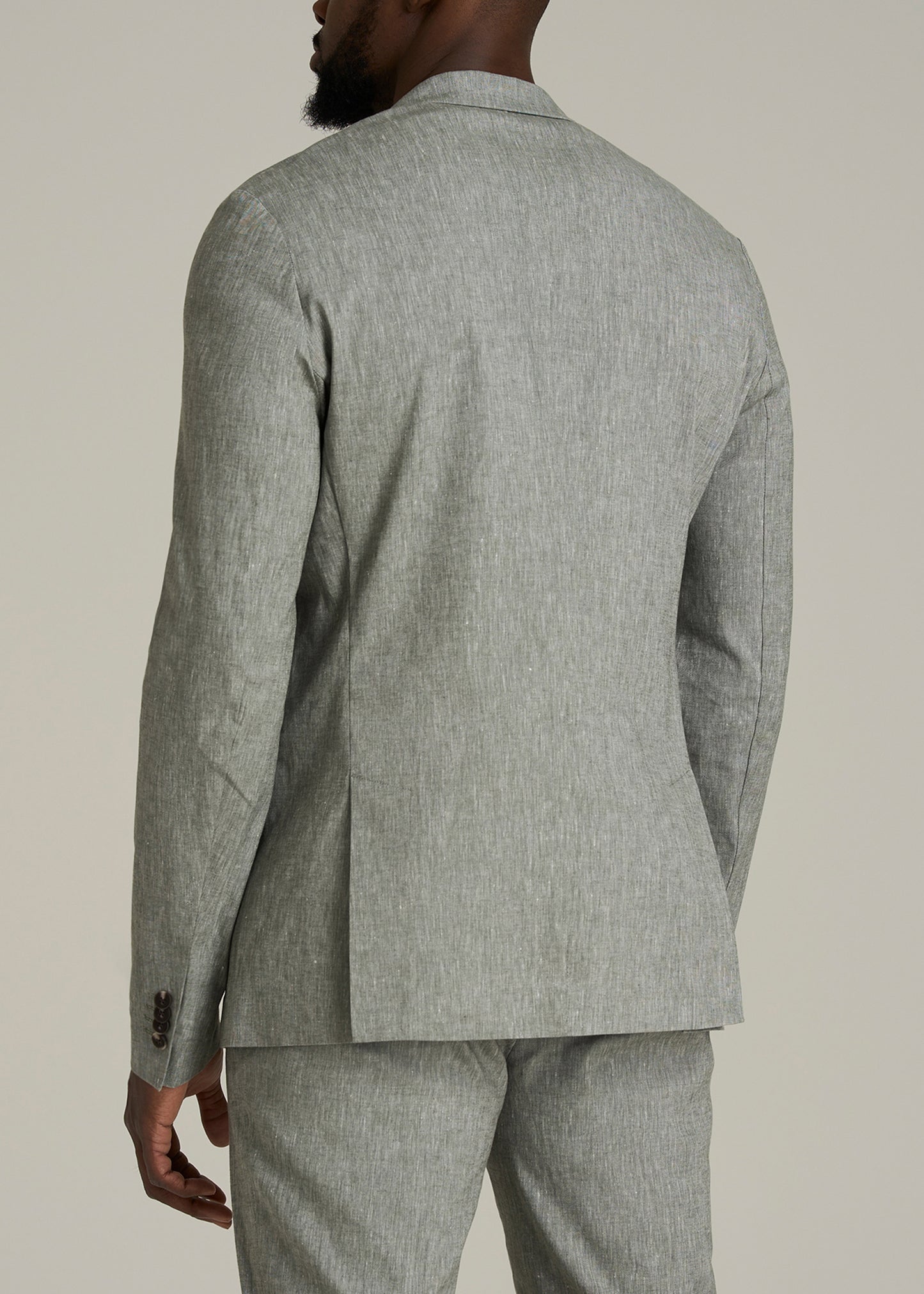 Stretch Linen Blazer for Tall Men in Climbing Ivy Linen