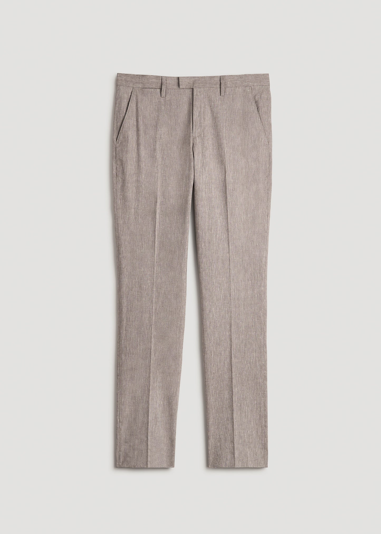 Stretch Linen Dress Pants for Tall Men in Brown Linen