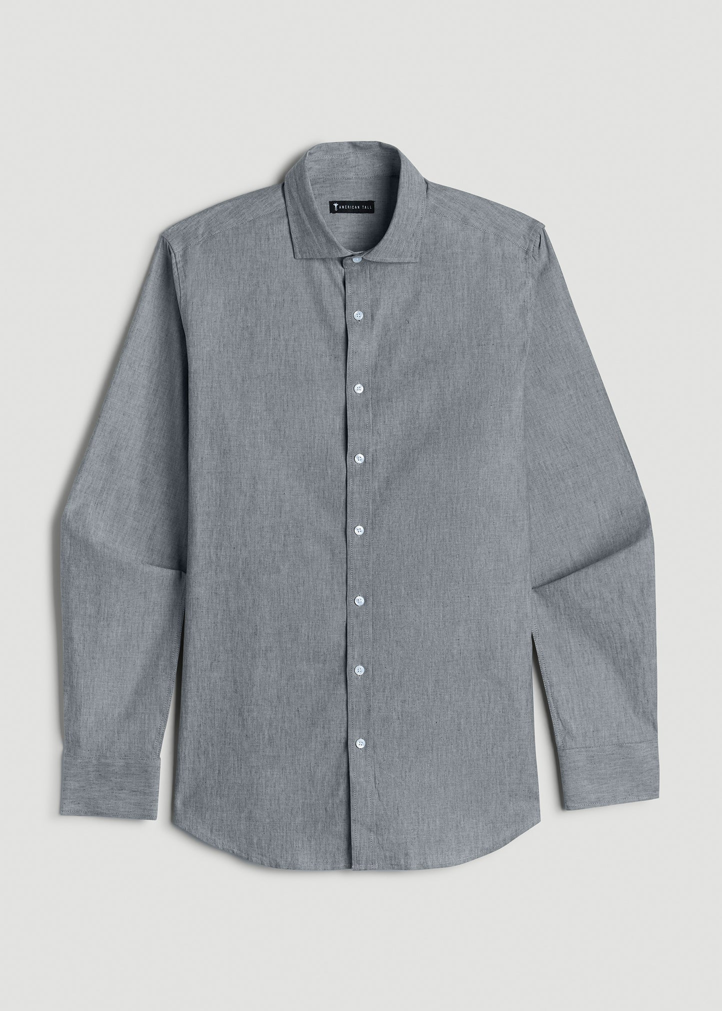 Stretch Linen Dress Shirt for Tall Men in Evergreen Mix