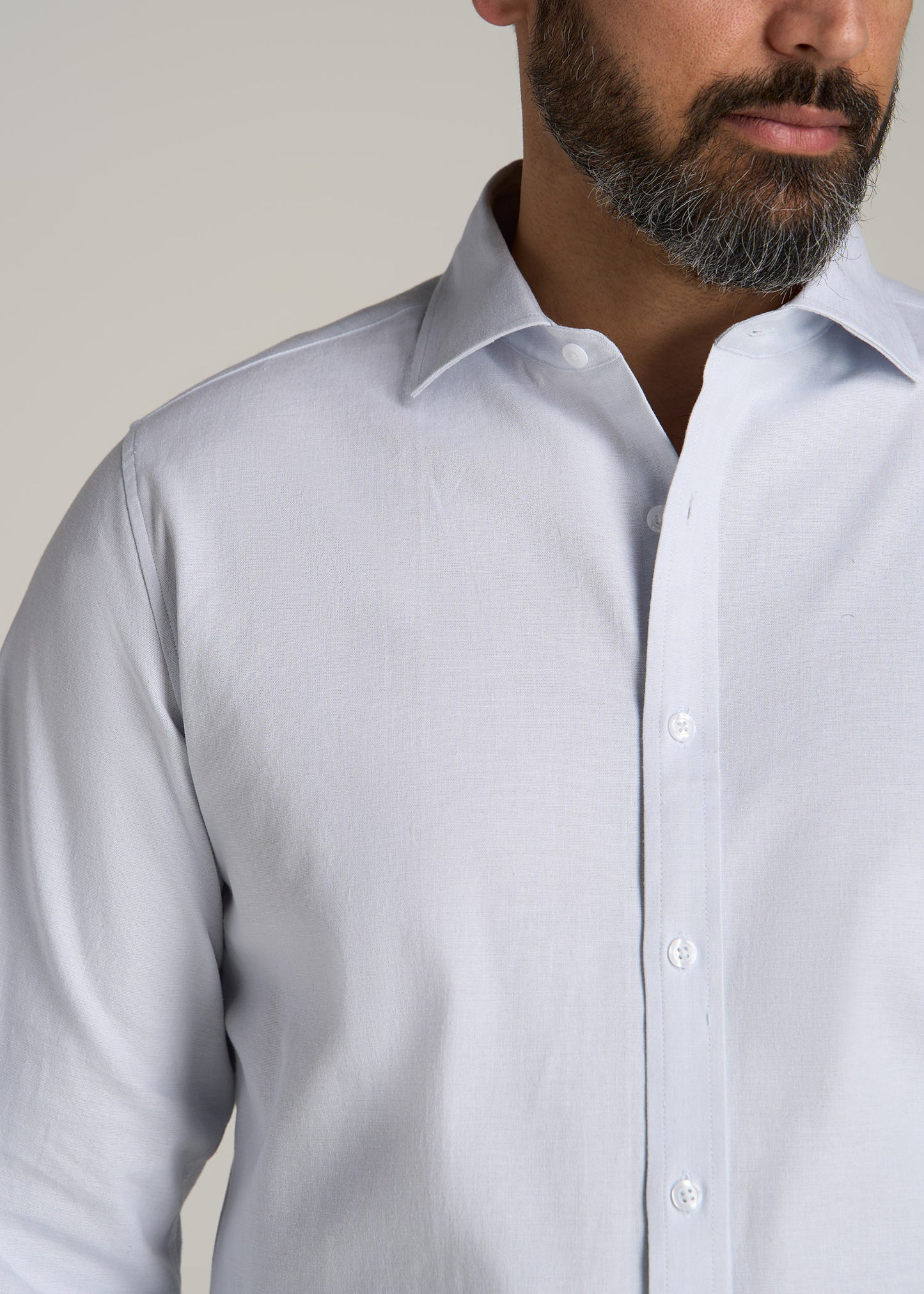 Stretch Linen Dress Shirt for Tall Men in Light Blue