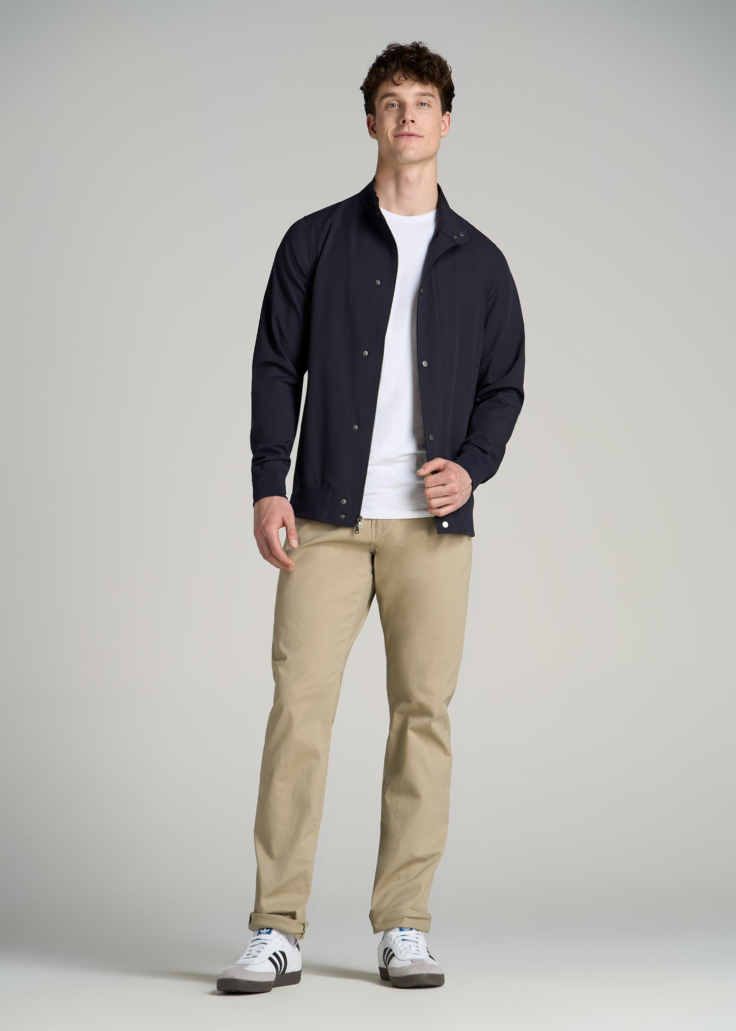 Motion Bomber Jacket for Tall Men in Deep Navy