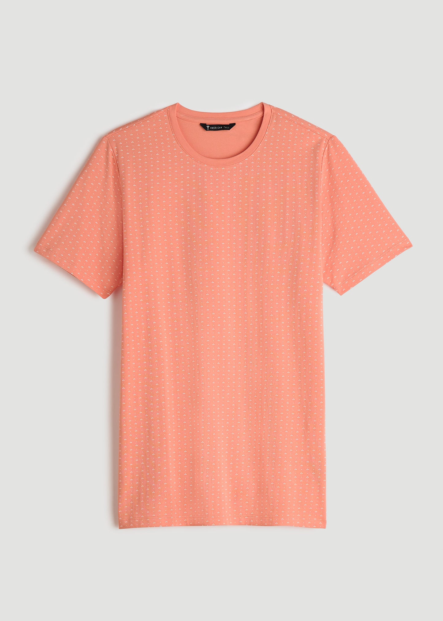 Stretch Pima Cotton Printed Tee for Tall Men in Apricot Mini Floral