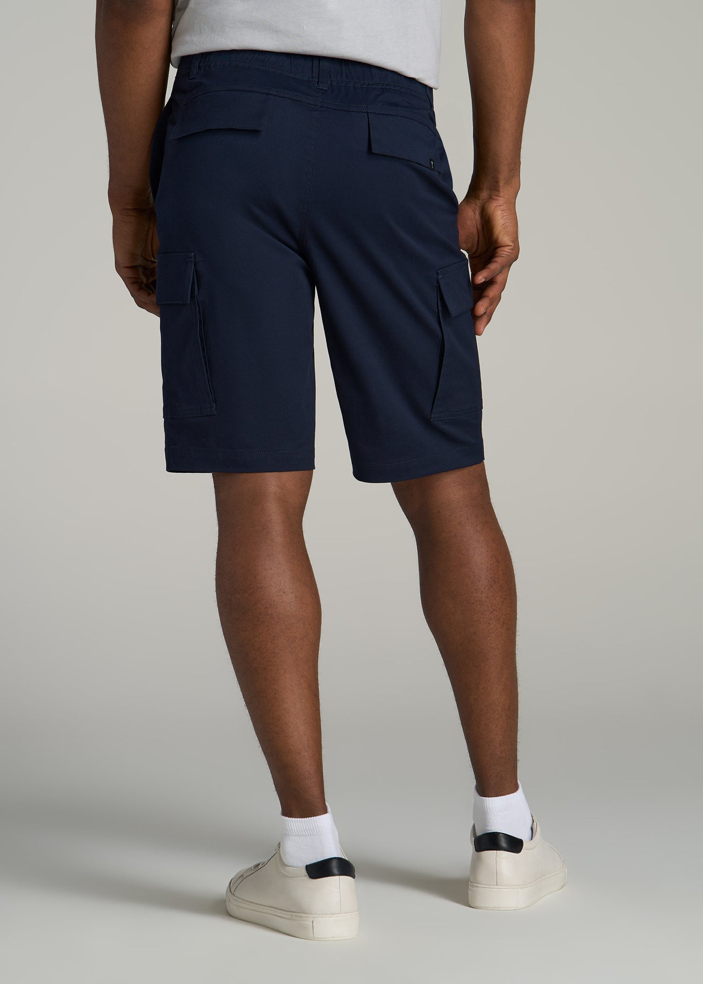 Stretch Twill Cargo Shorts for Tall Men in Evening Blue