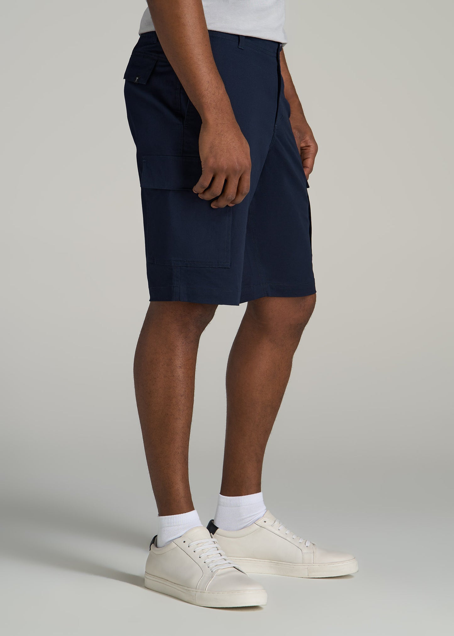 Stretch Twill Cargo Shorts for Tall Men in Evening Blue