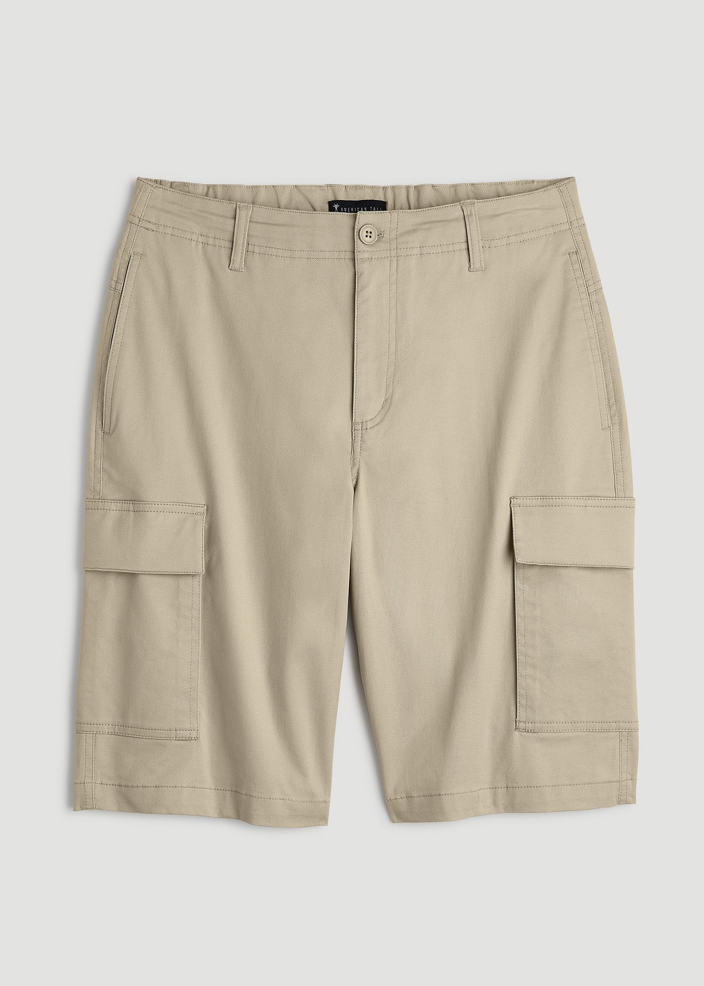 Stretch Twill Cargo Shorts for Tall Men in Light Khaki