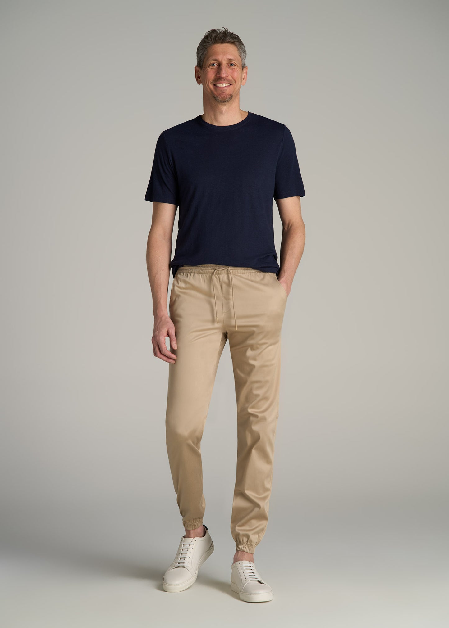 Stretch Twill Tall Men's Jogger Pants in Desert Khaki