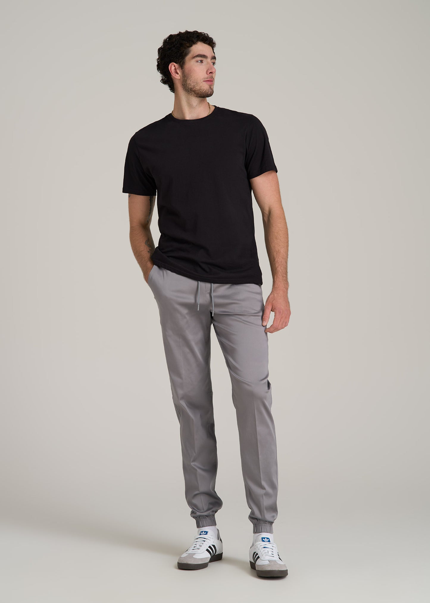 Stretch Twill Tall Men's Jogger Pants in Owl Grey