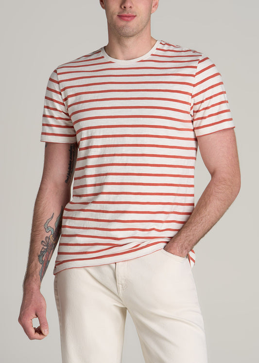 REGULAR-FIT Striped Tee in Burnt Orange and White Stripe - Men's Tall T-shirt