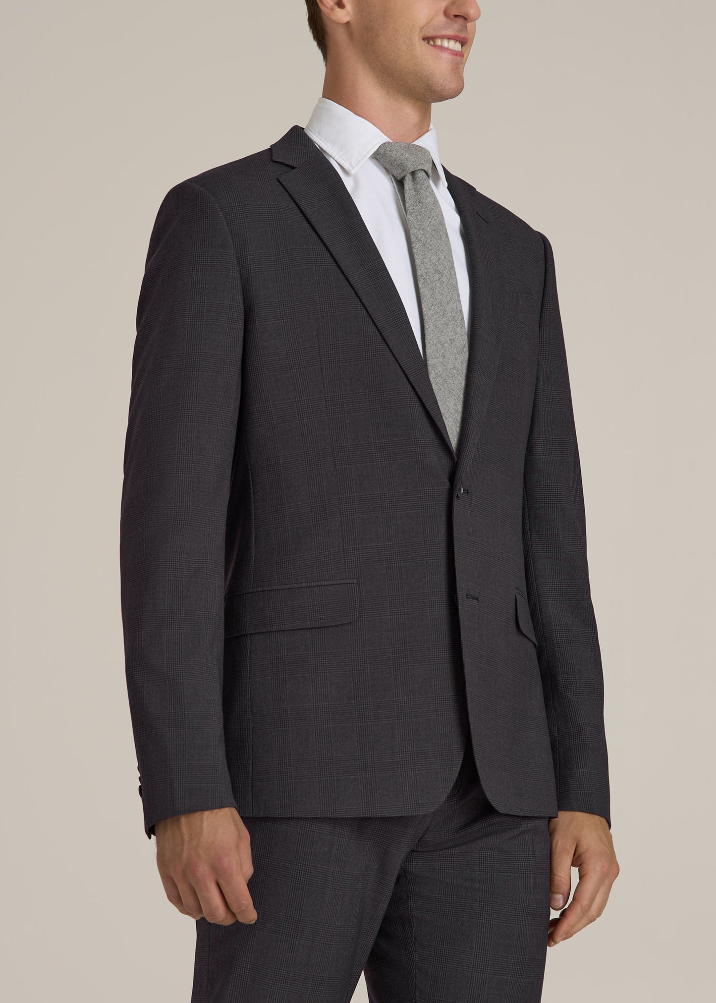 Suit Jacket for Tall Men in Charcoal Plaid