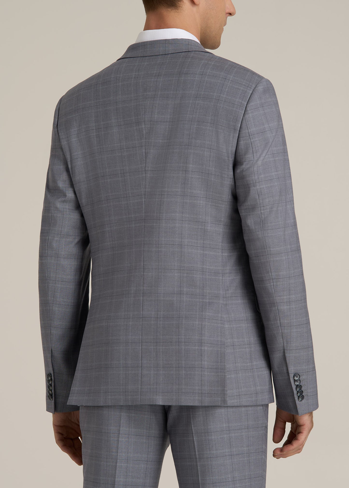 Suit Jacket for Tall Men in Light Grey Plaid