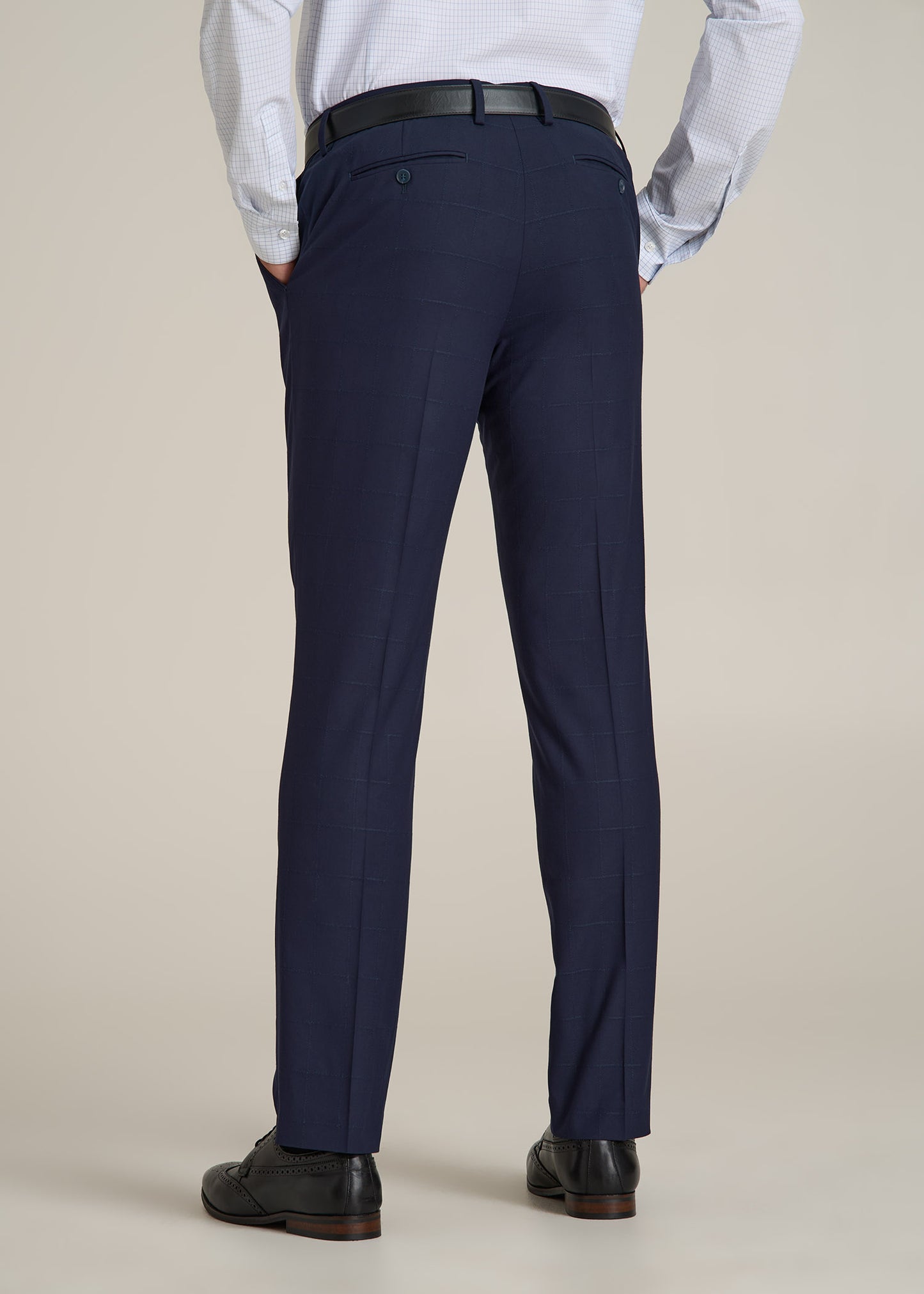 Suit Trousers for Tall Men in Blue Windowpane