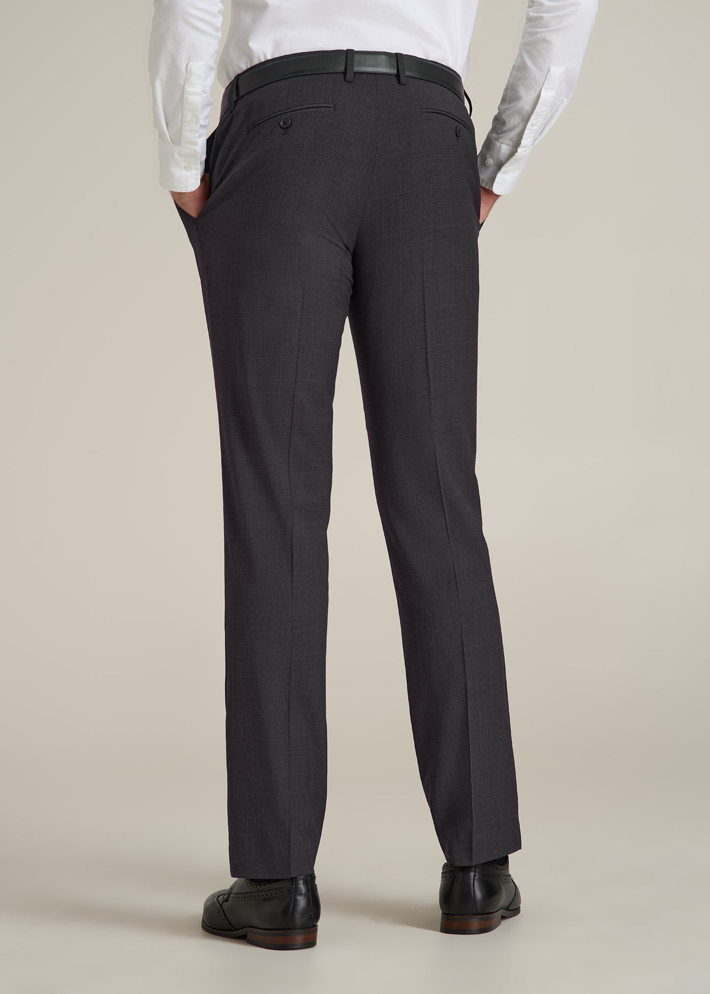 Suit Trousers for Tall Men in Charcoal Plaid