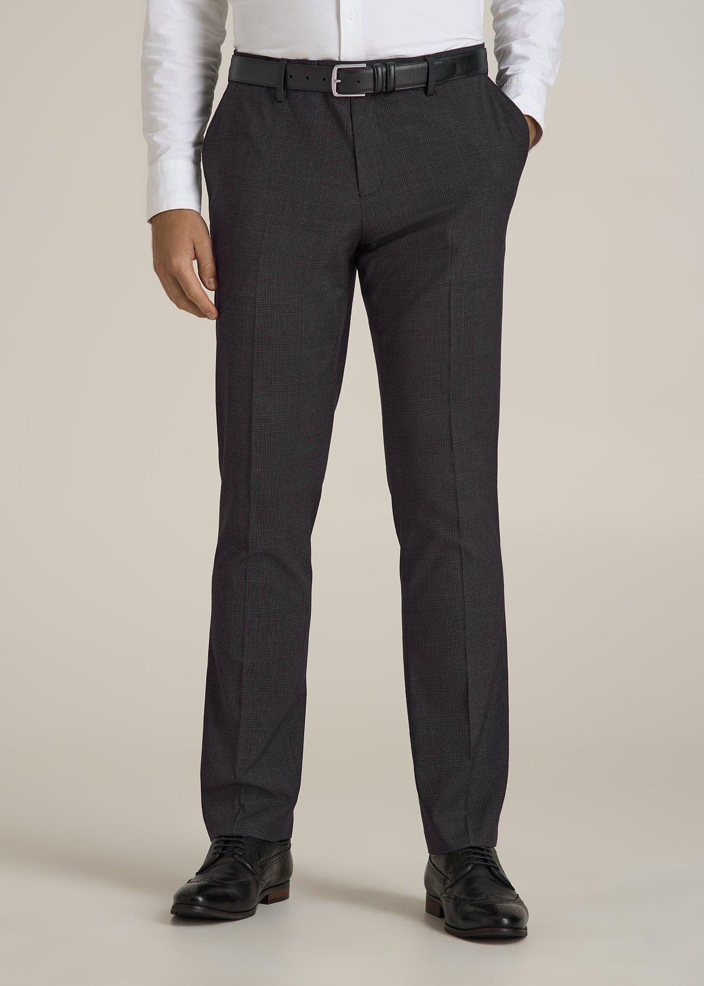 Suit Trousers for Tall Men in Charcoal Plaid