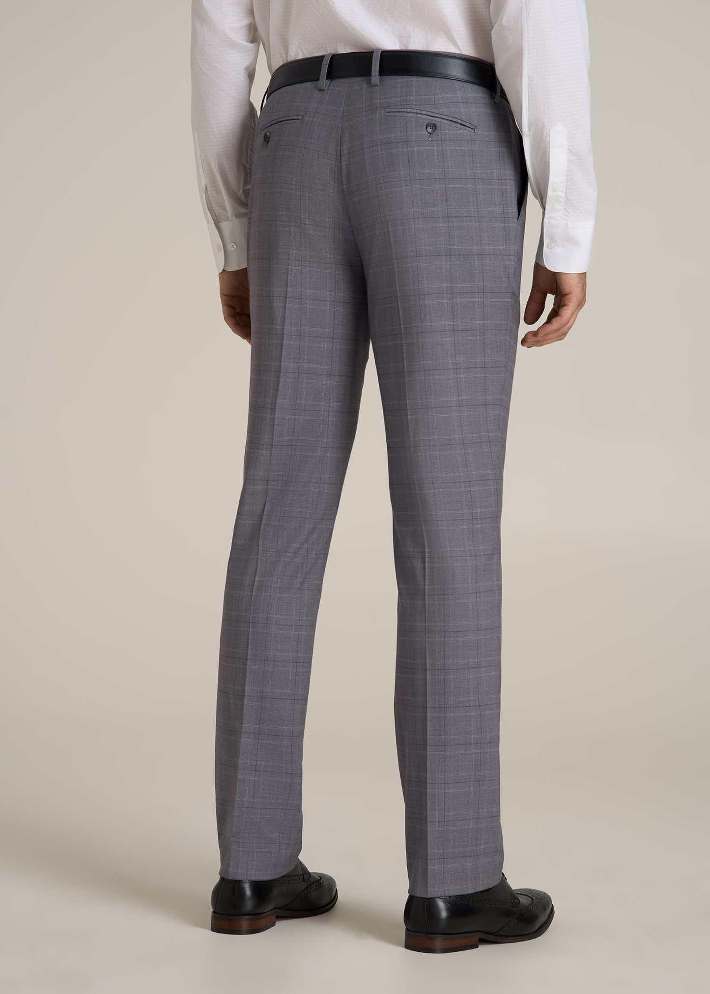 Suit Trousers for Tall Men in Light Grey Plaid