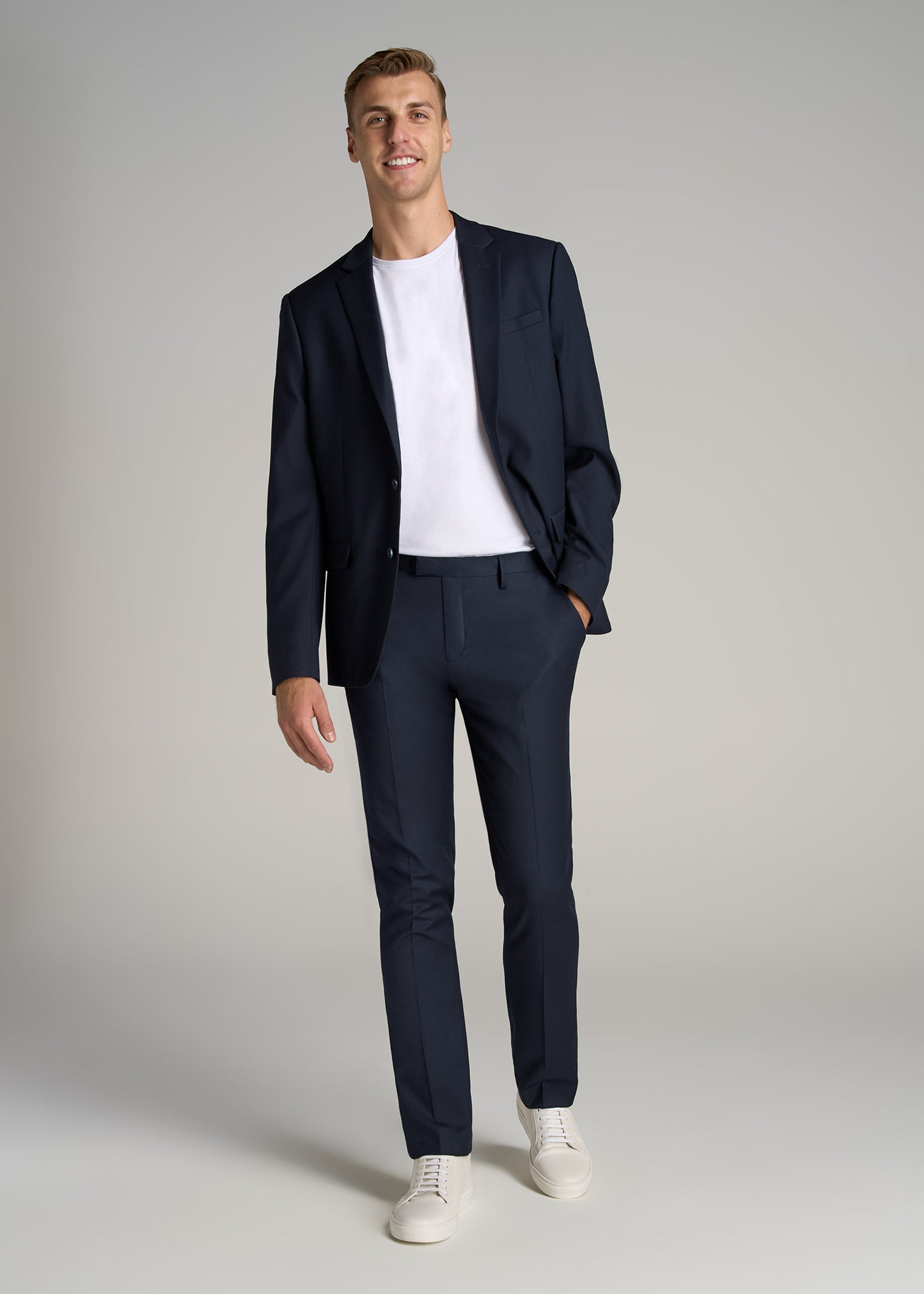 Suit Trousers for Tall Men in True Navy