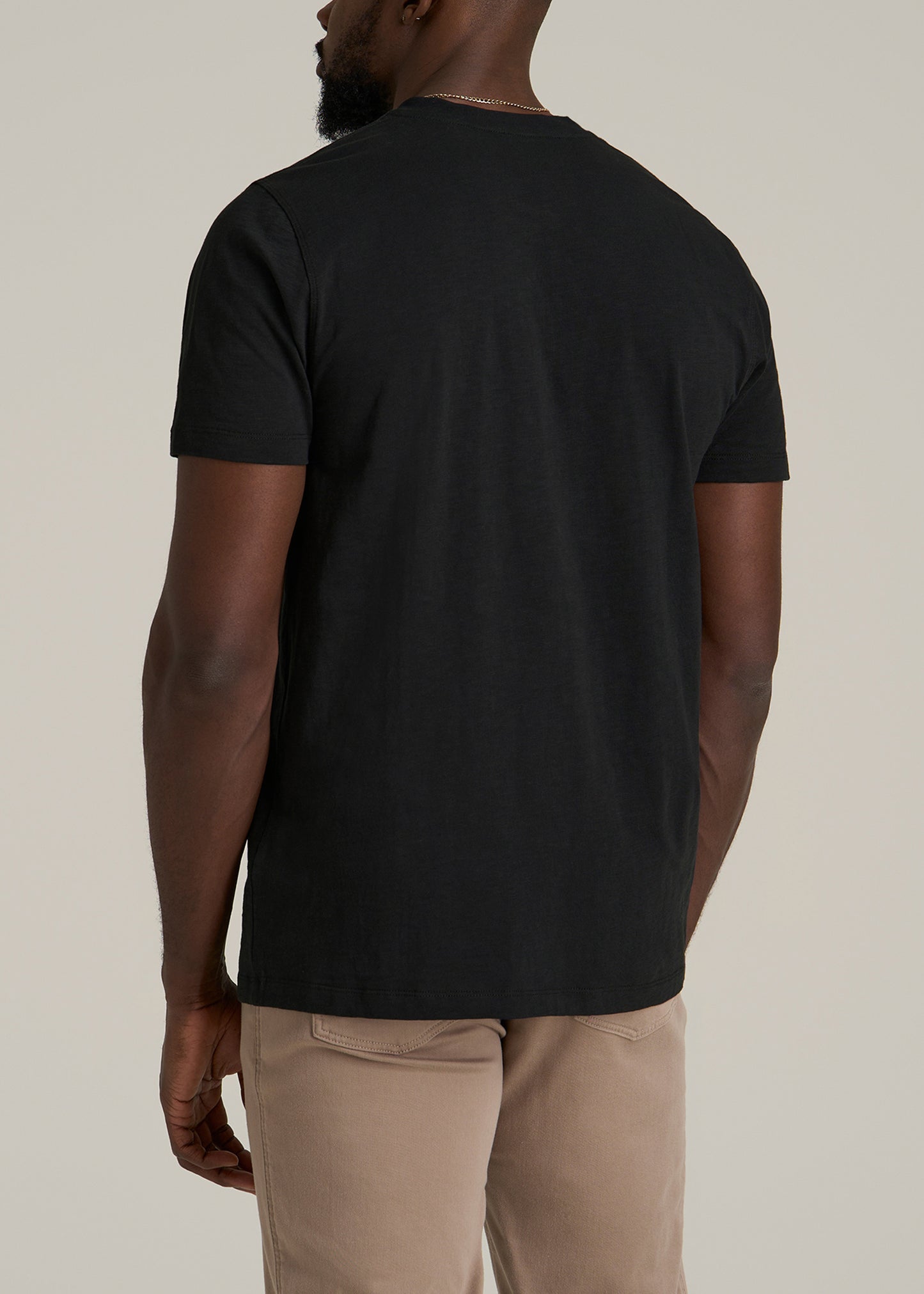 Sunwashed Short Sleeve Slub Henley for Tall Men in Black