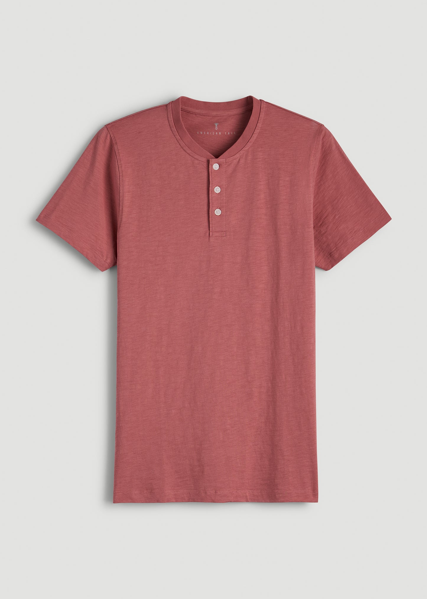 Sunwashed Short Sleeve Slub Henley for Tall Men in Dusty Cedar