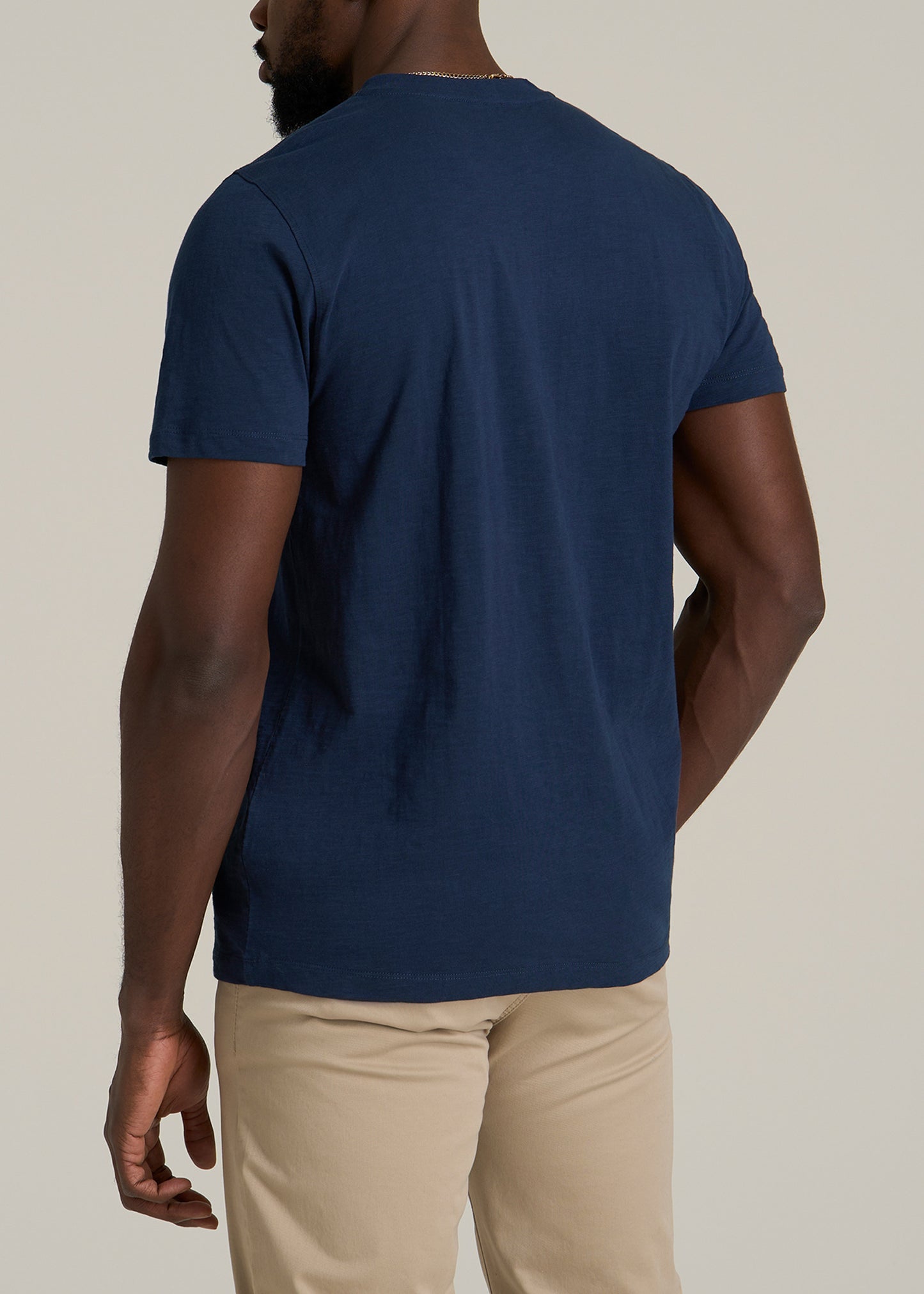 Sunwashed Short Sleeve Slub Henley for Tall Men in Regal Blue