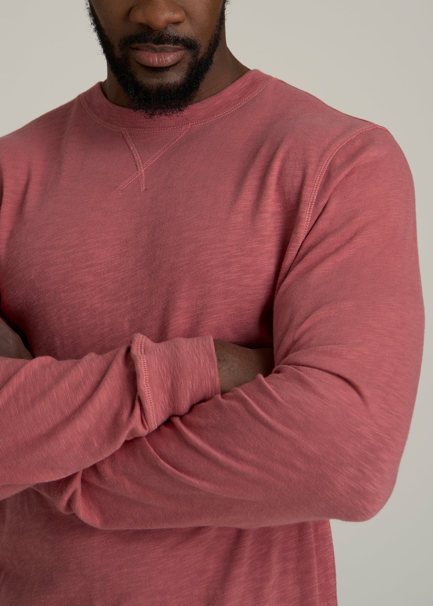 Sunwashed Slub Crewneck for Tall Men in Dusty Cedar