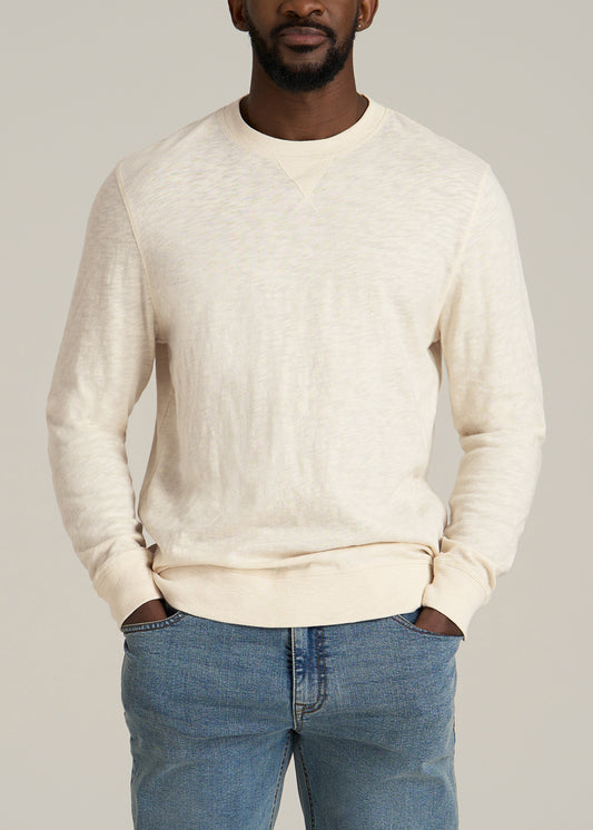 Sunwashed Slub Crewneck for Tall Men in Ivory White