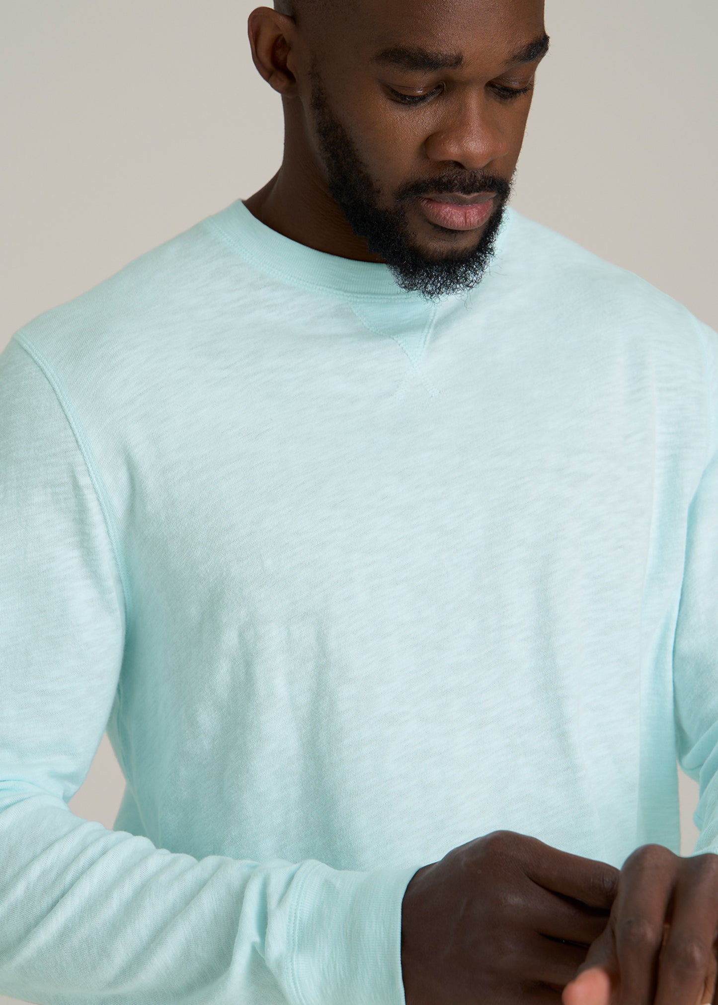 Sunwashed Slub Crewneck for Tall Men in Saltwater