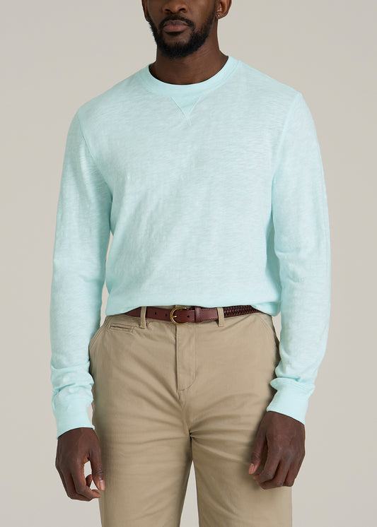 Sunwashed Slub Crewneck for Tall Men in Saltwater