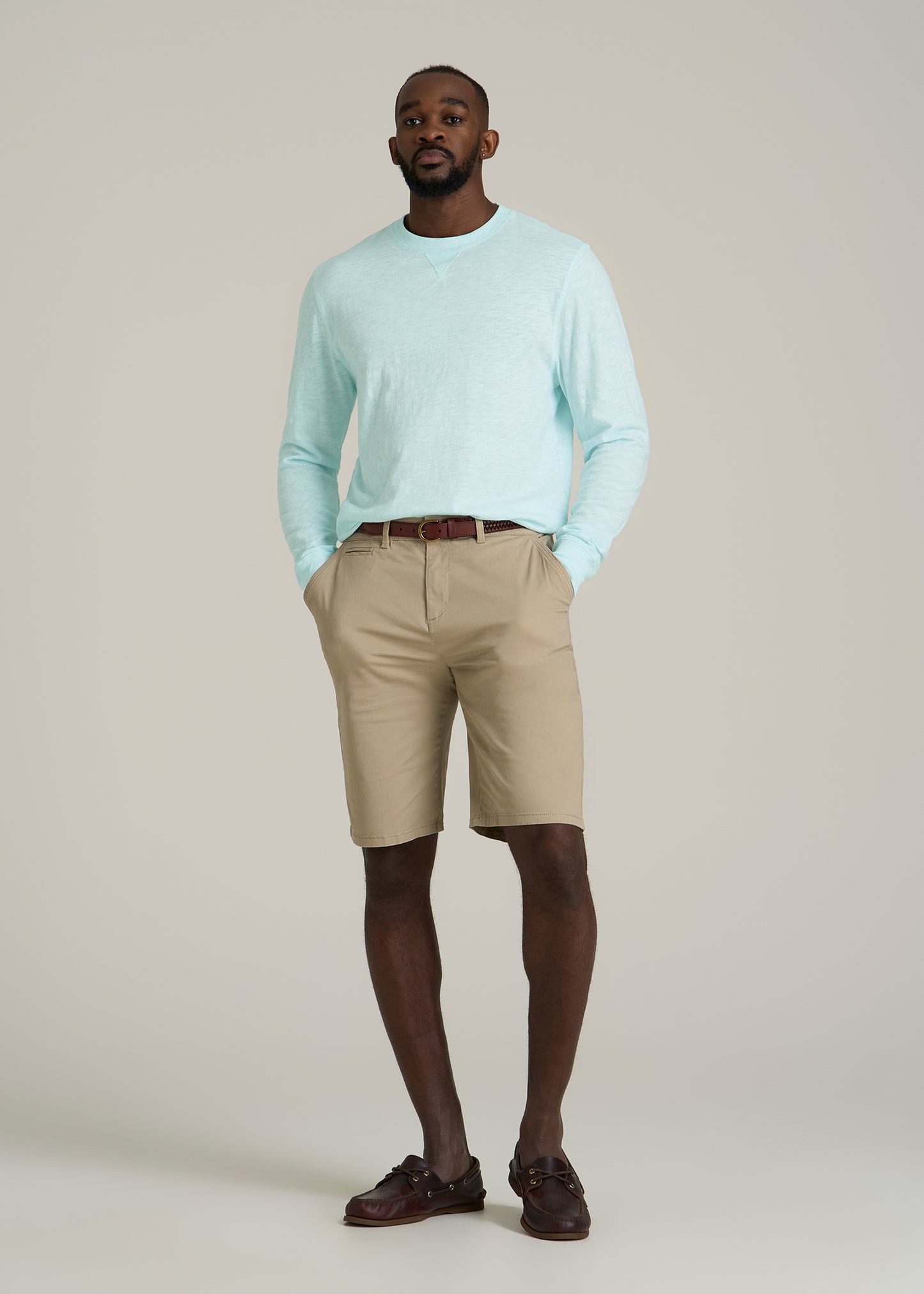 Sunwashed Slub Crewneck for Tall Men in Saltwater