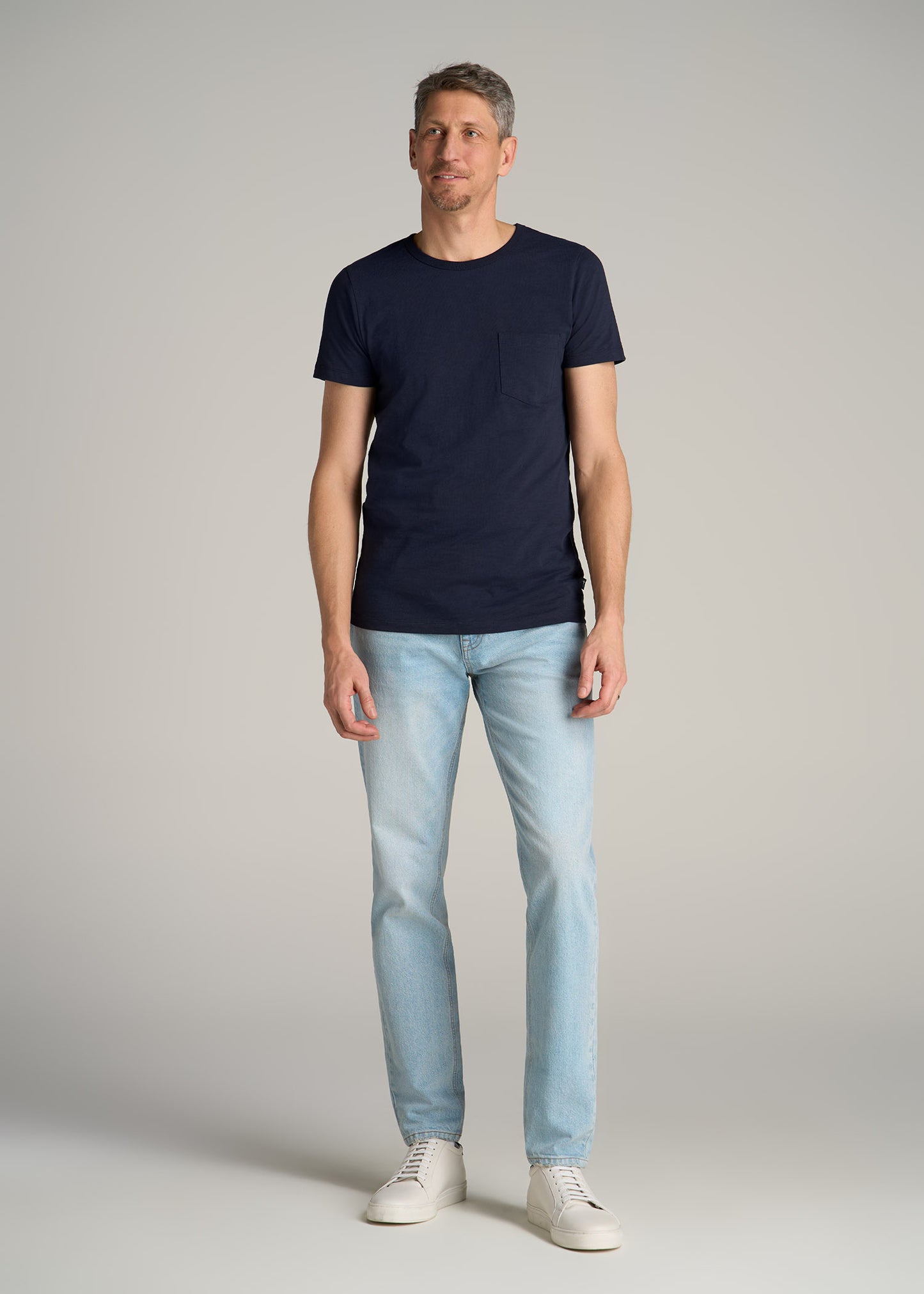 Sunwashed Slub Pocket T-Shirt For Tall Men in Evening Blue