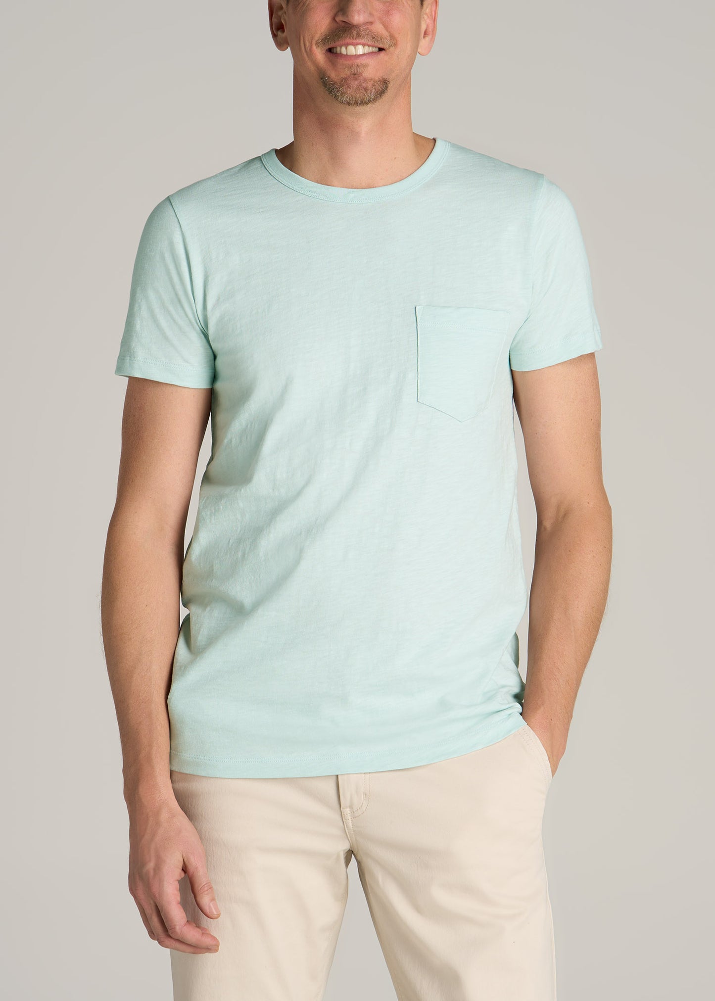 Sunwashed Slub Pocket T-Shirt For Tall Men in Mint