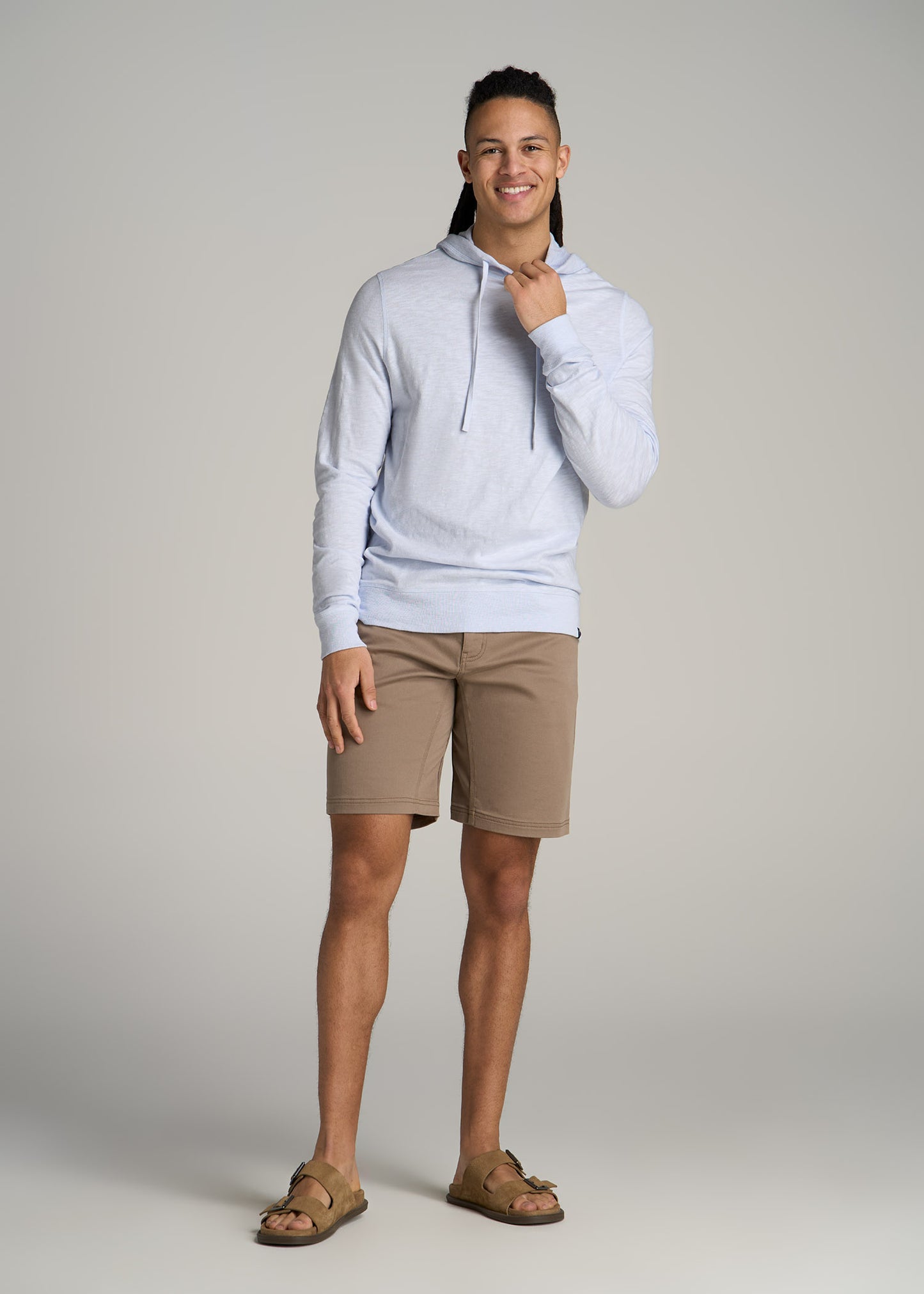 Sunwashed Slub Pullover Men's Tall Hoodie in Airy Blue