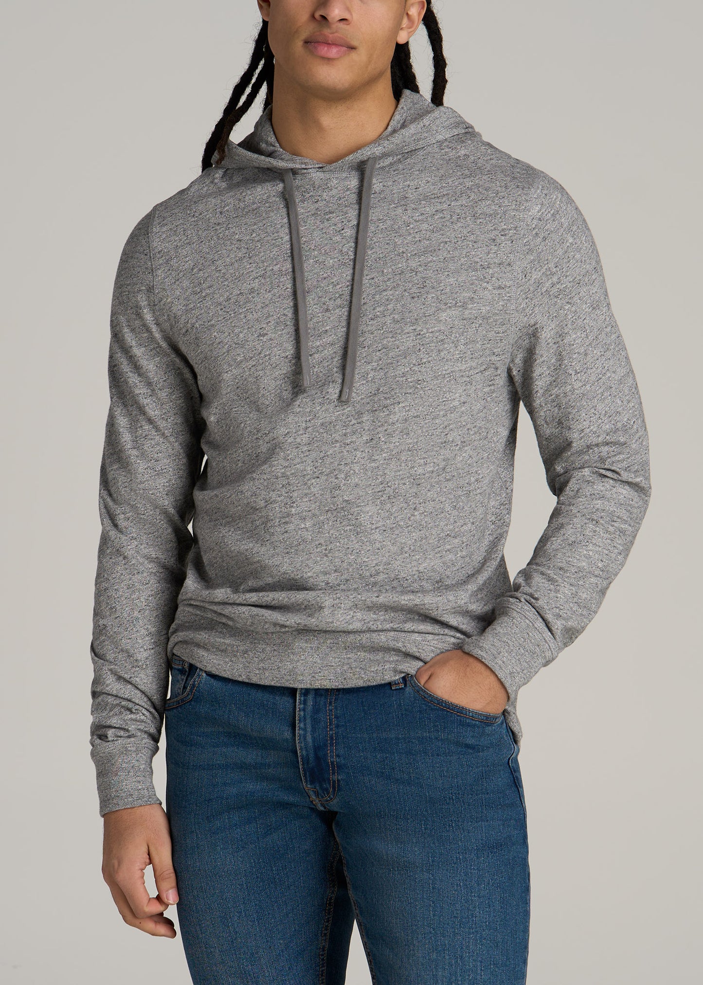 Sunwashed Slub Pullover Men's Tall Hoodie in Heathered Grey