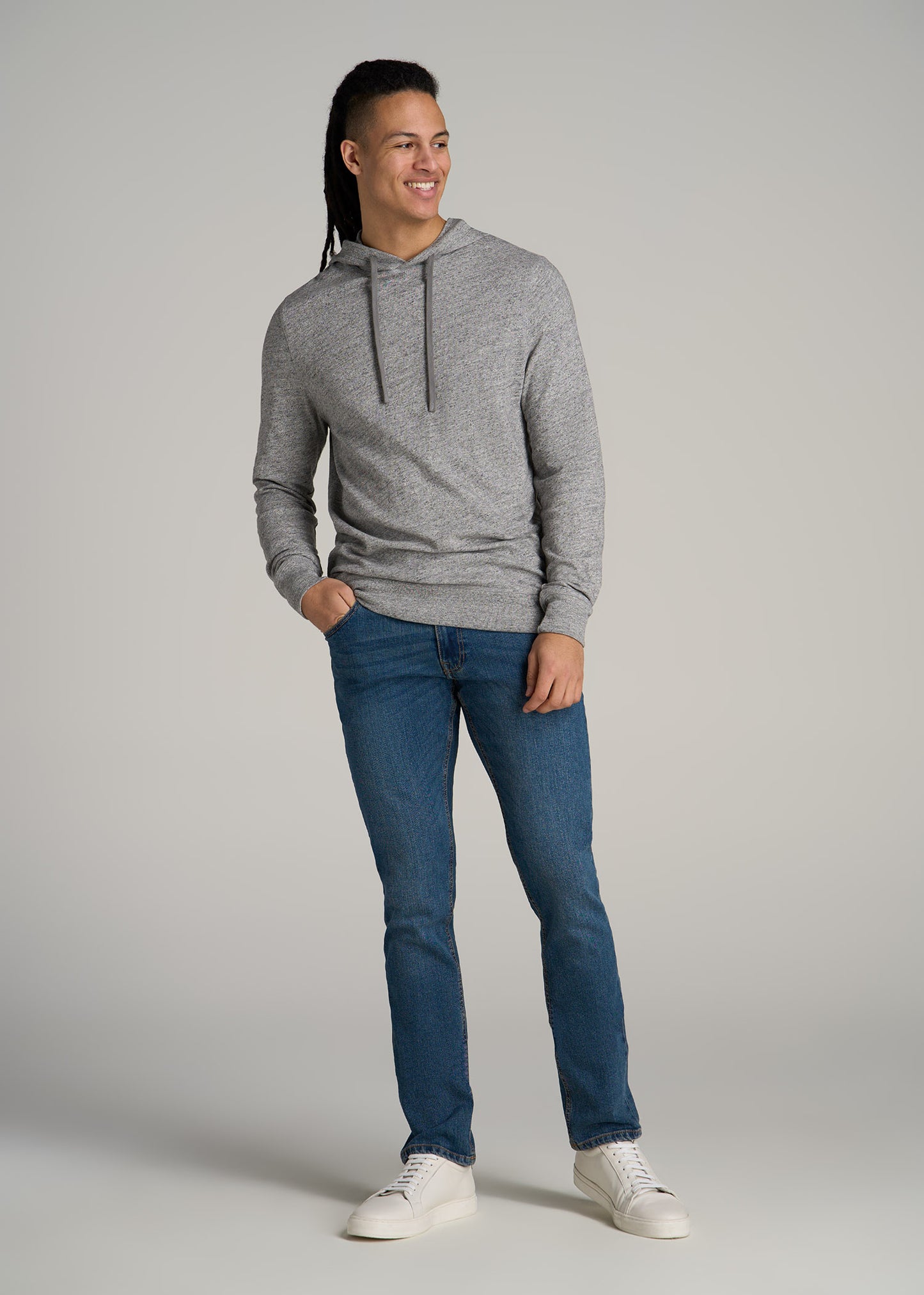 Sunwashed Slub Pullover Men's Tall Hoodie in Heathered Grey