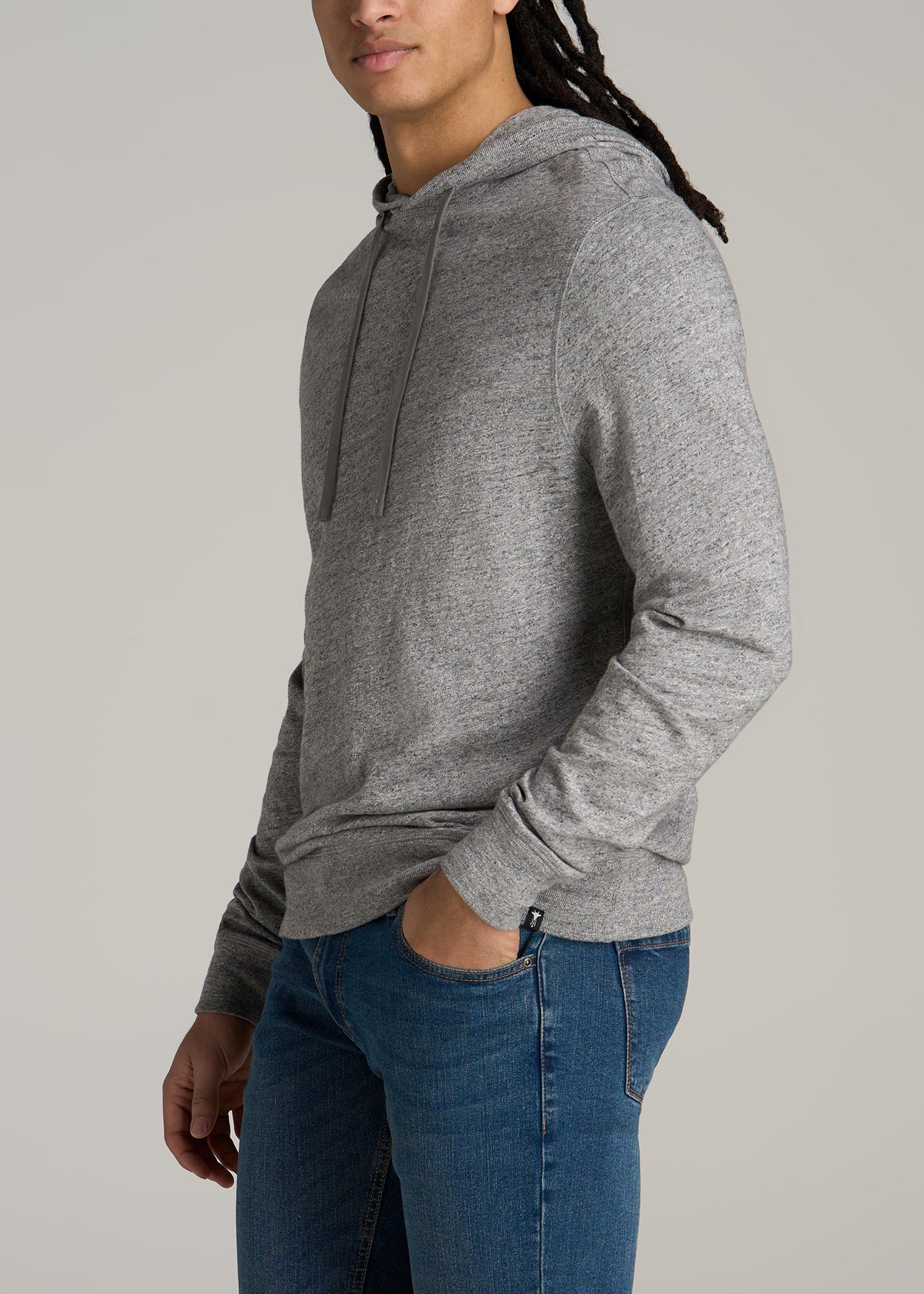 Sunwashed Slub Pullover Men's Tall Hoodie in Heathered Grey