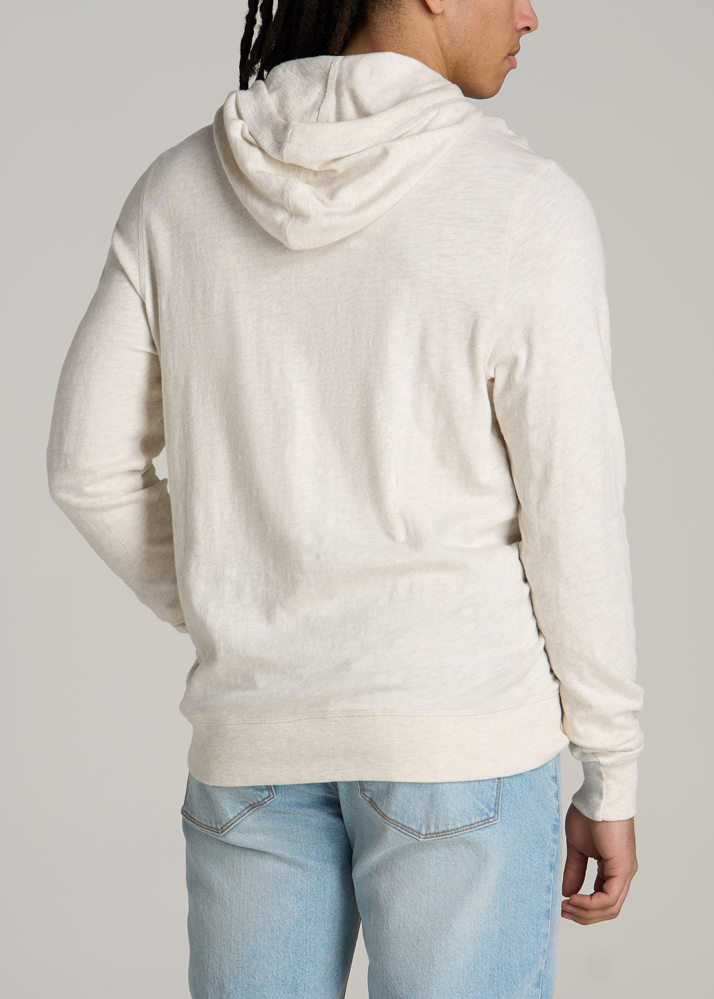 Sunwashed Slub Pullover Men's Tall Hoodie in Heathered Oatmeal