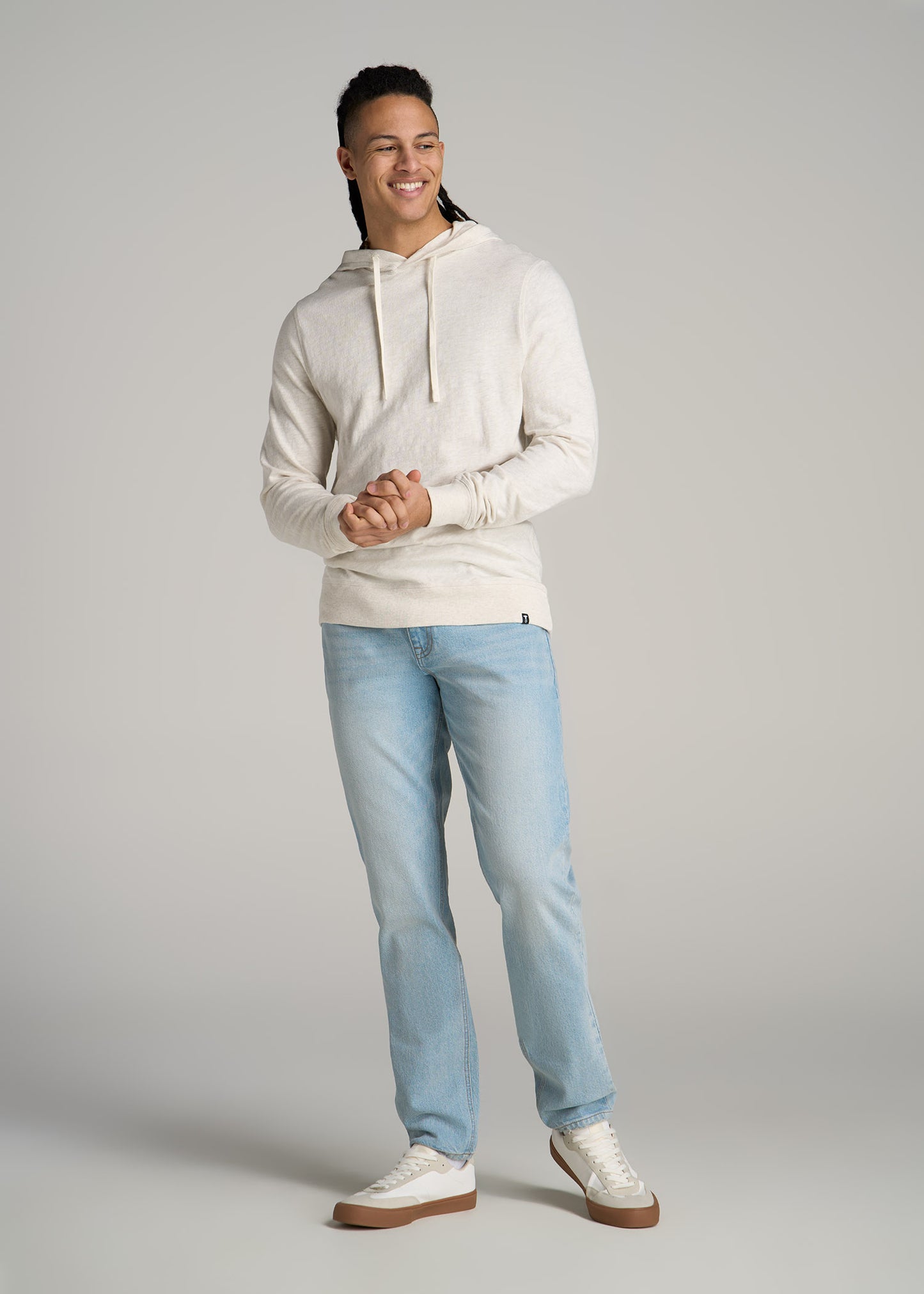 Sunwashed Slub Pullover Men's Tall Hoodie in Heathered Oatmeal