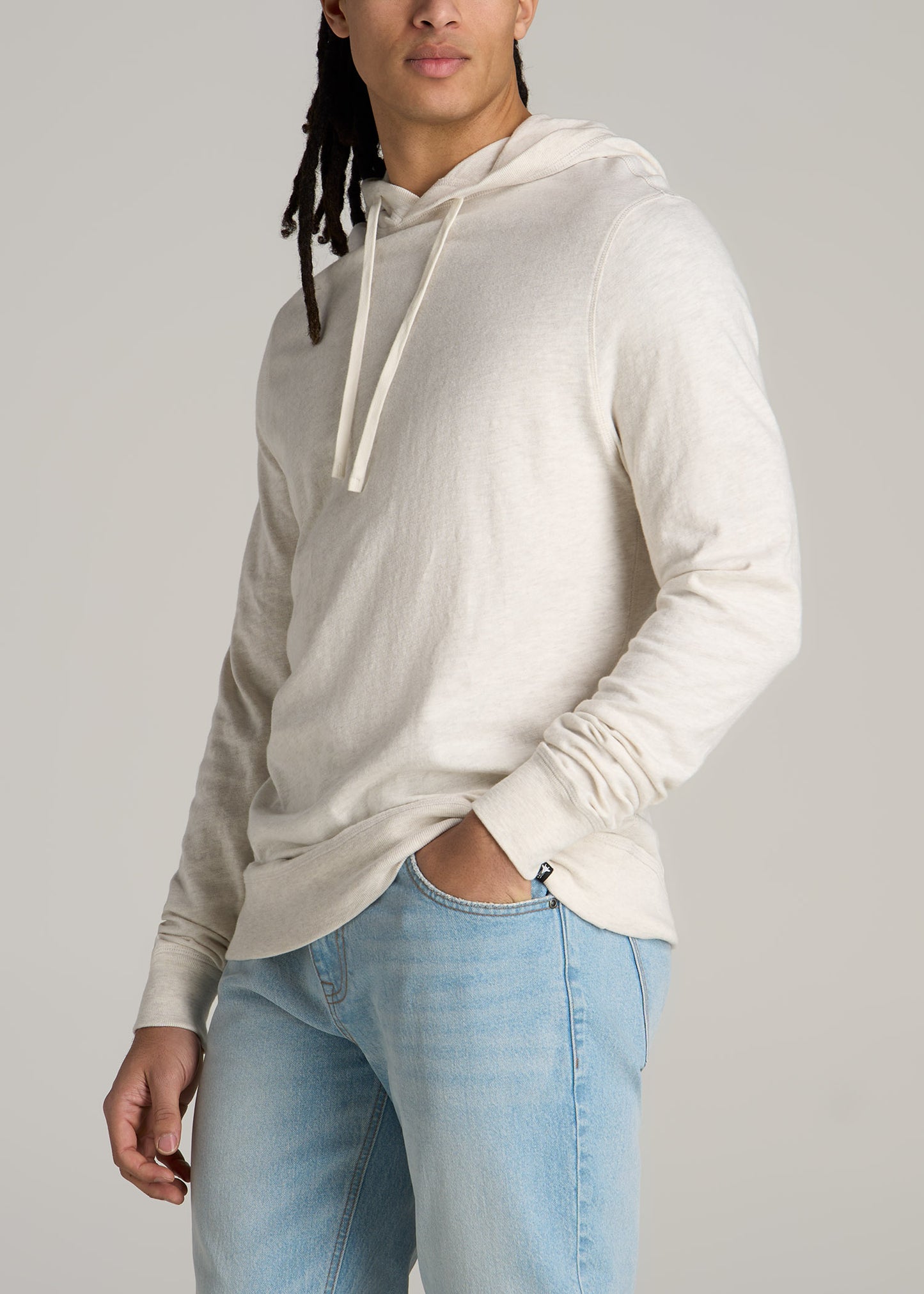 Sunwashed Slub Pullover Men's Tall Hoodie in Heathered Oatmeal