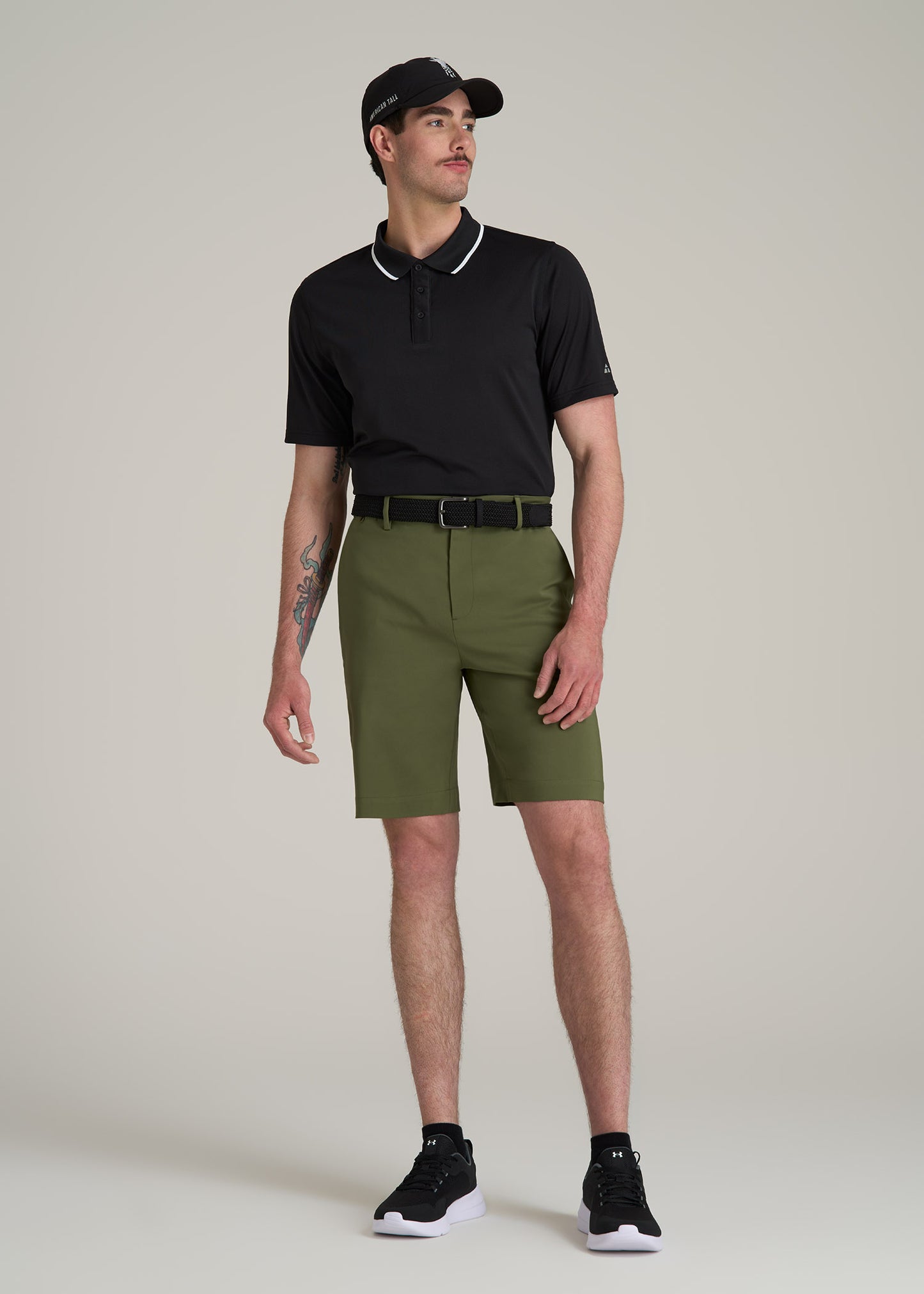 Tech Chino Shorts for Tall Men in Bright Olive