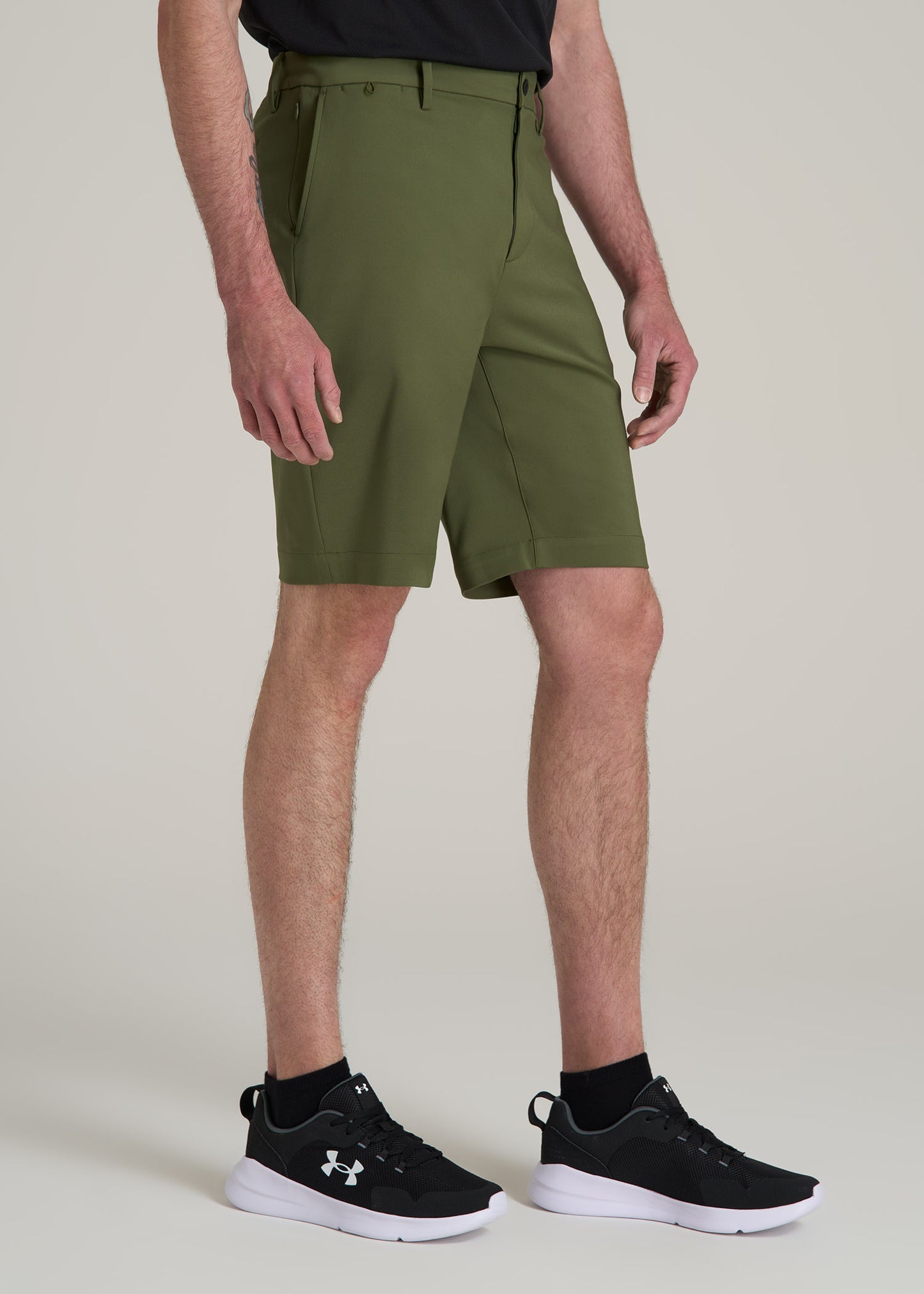 Tech Chino Shorts for Tall Men in Bright Olive