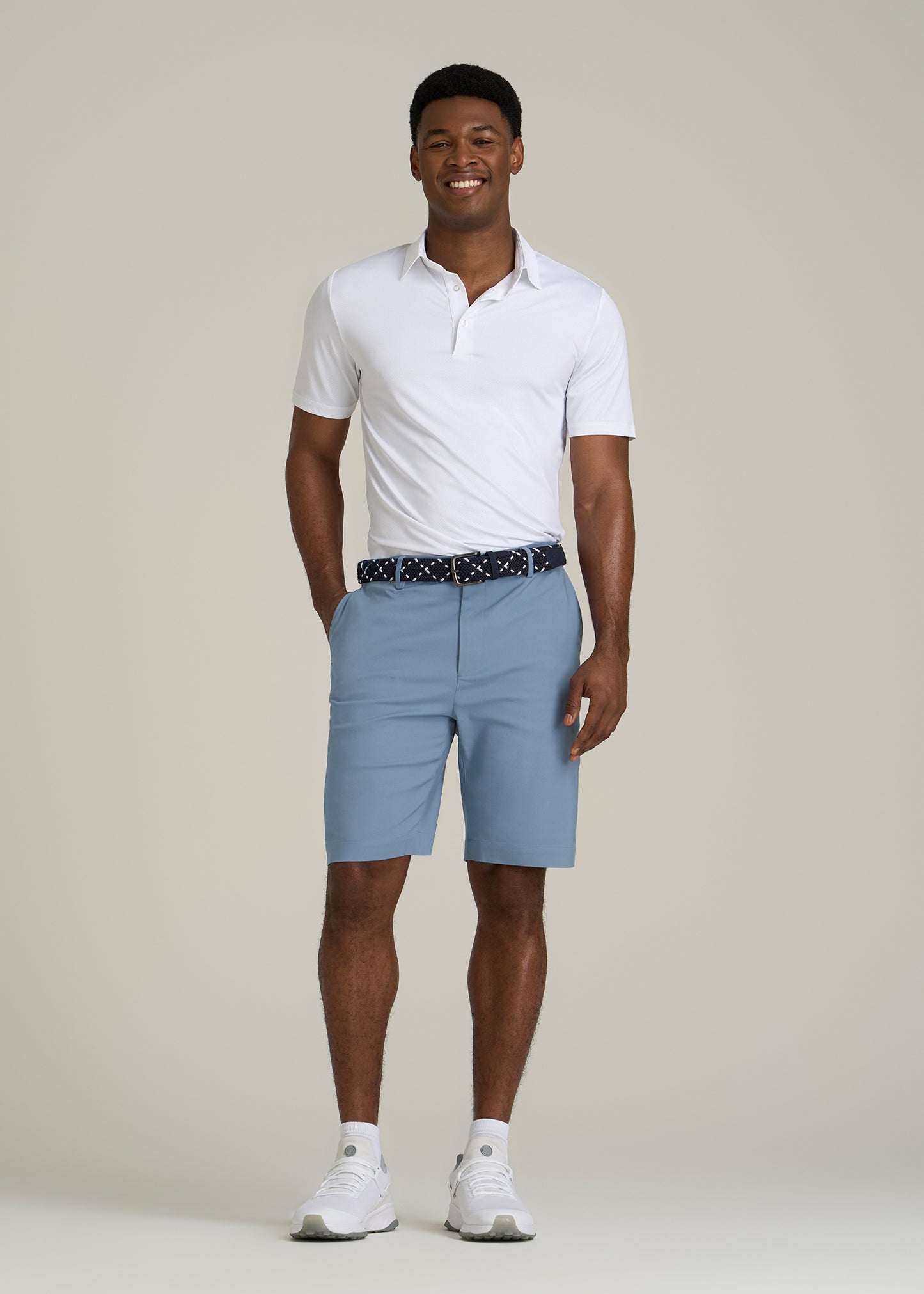 Tech Chino Shorts for Tall Men in Chambray