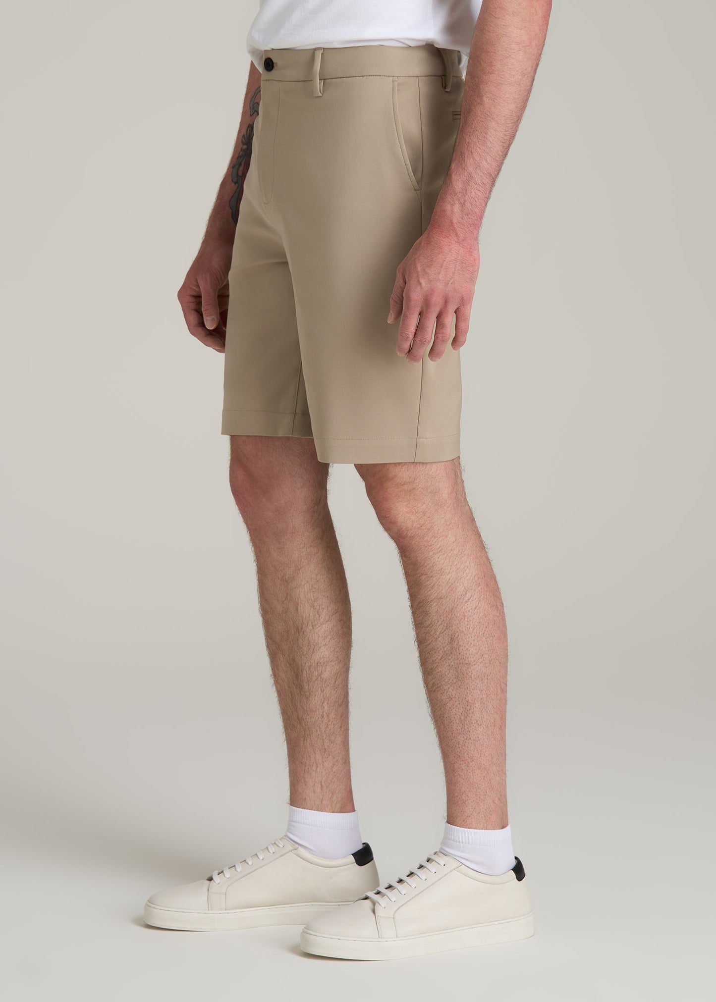 Tech Chino Shorts for Tall Men in Desert Khaki