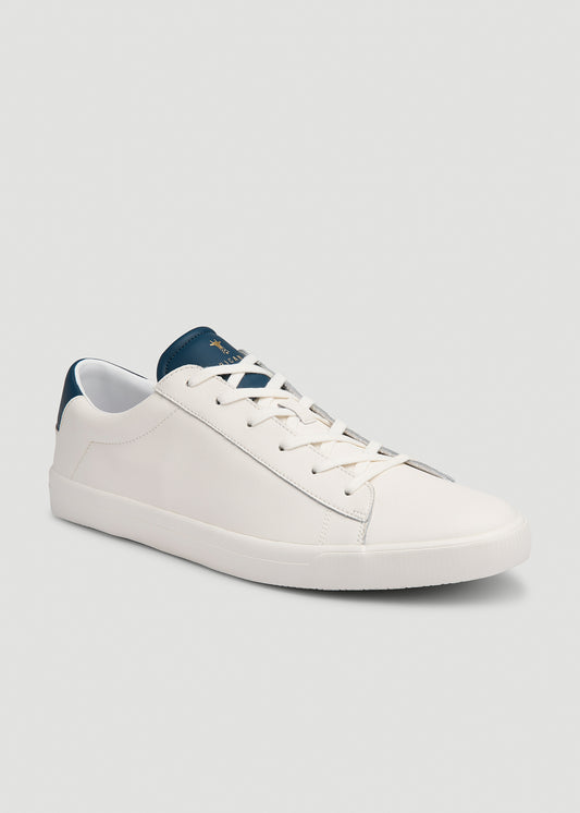 Tennis Sneaker for Tall Men in White and Navy