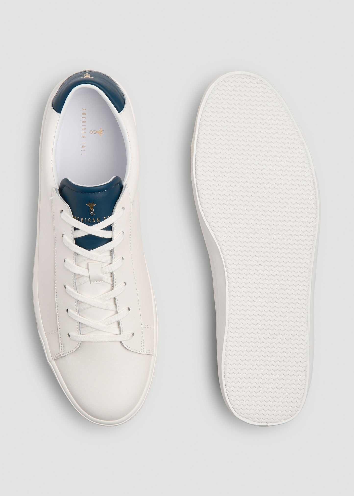 Tennis Sneaker for Tall Men in White and Navy