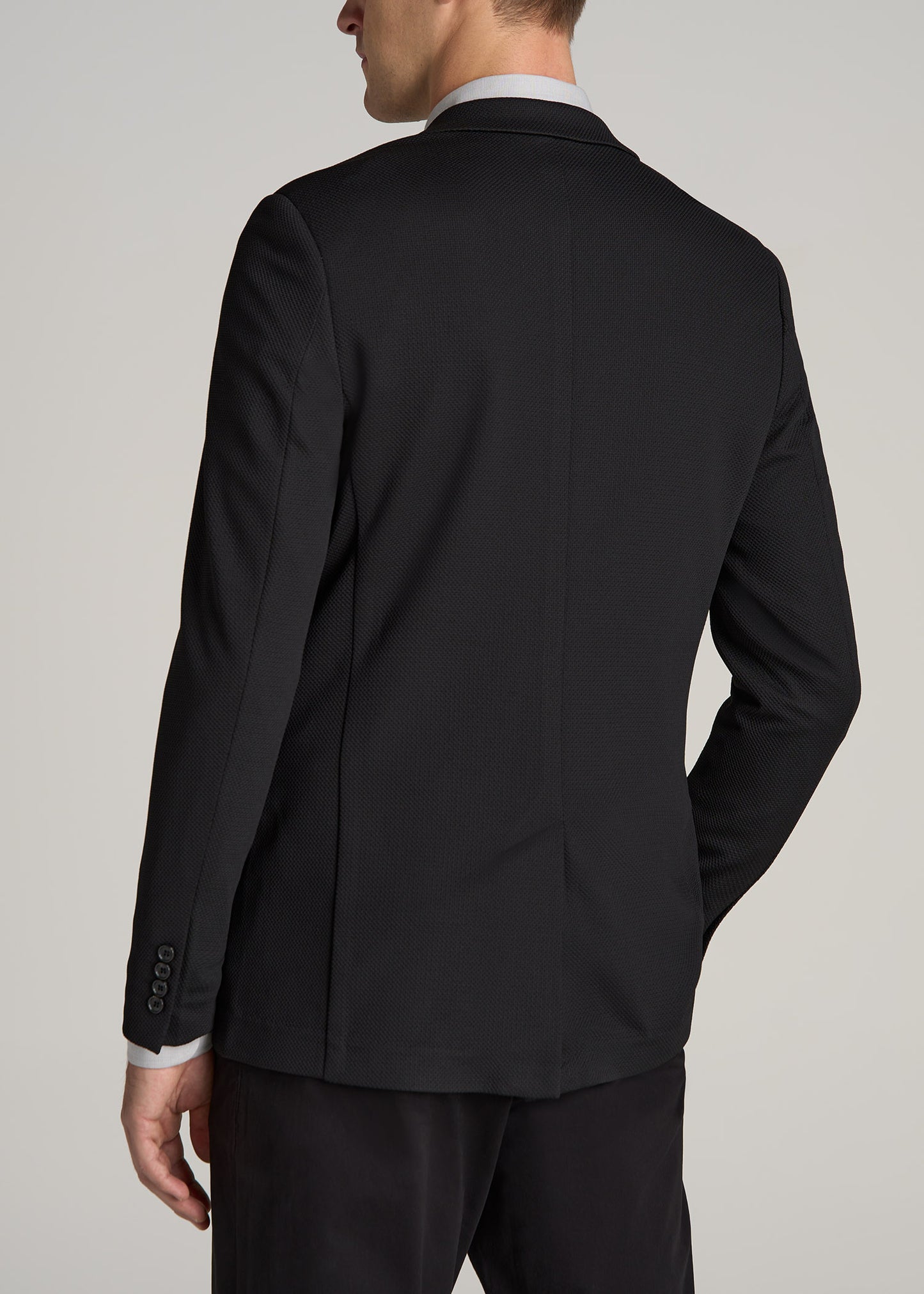 Textured Blazer for Tall Men in Black