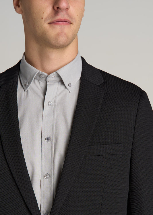 Textured Blazer for Tall Men in Black