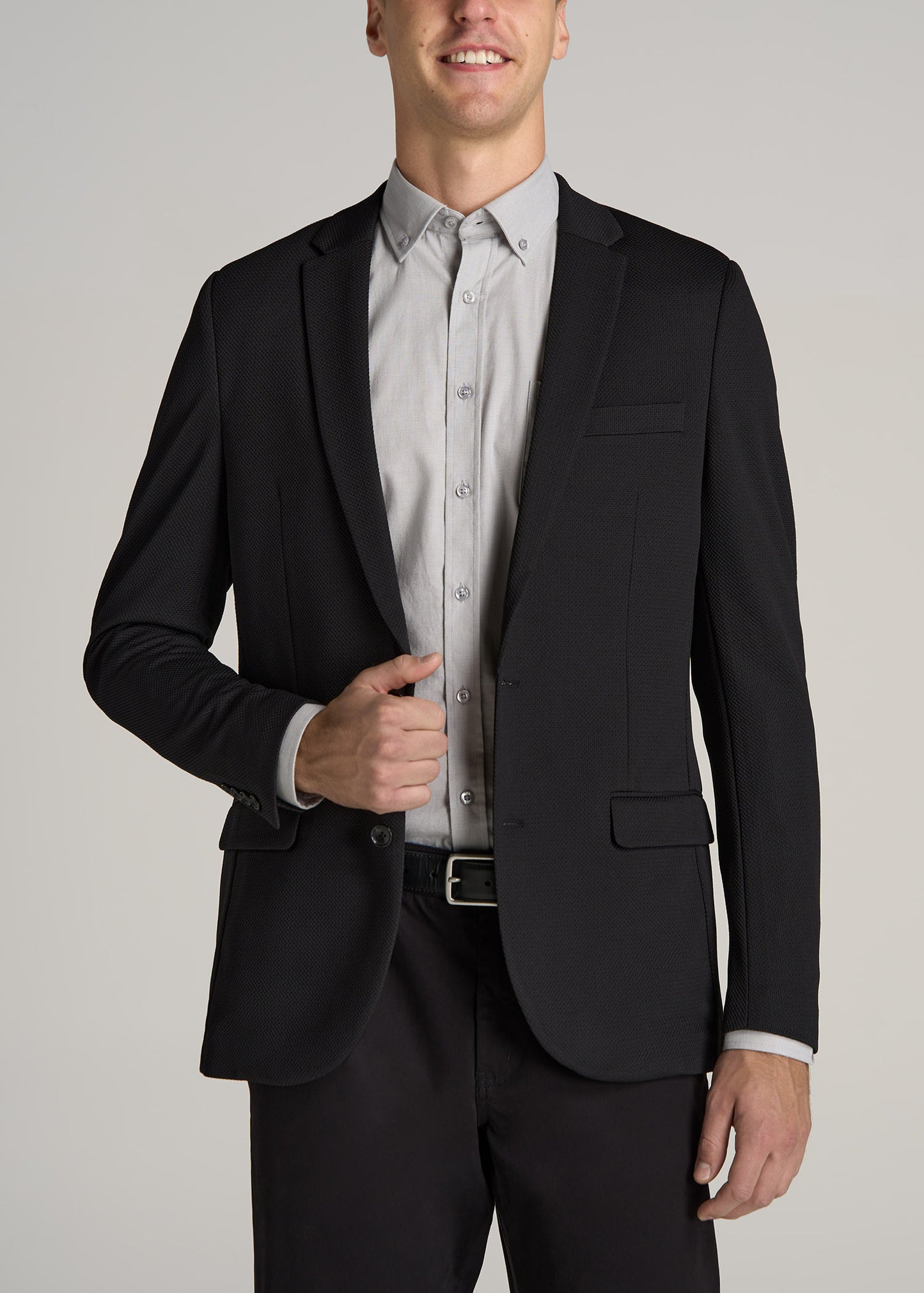 Textured Blazer for Tall Men in Black