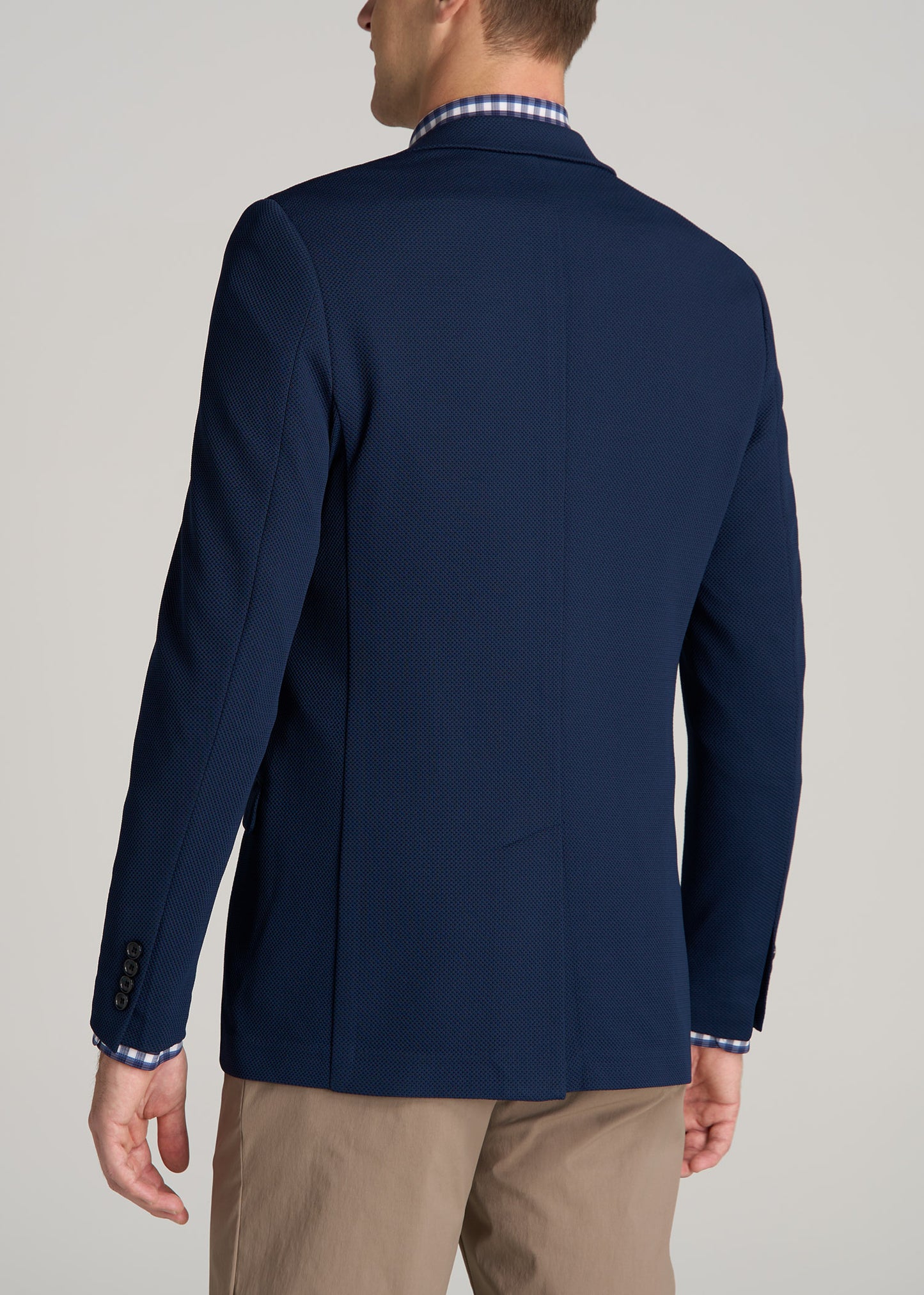 Textured Blazer for Tall Men in Navy Blue