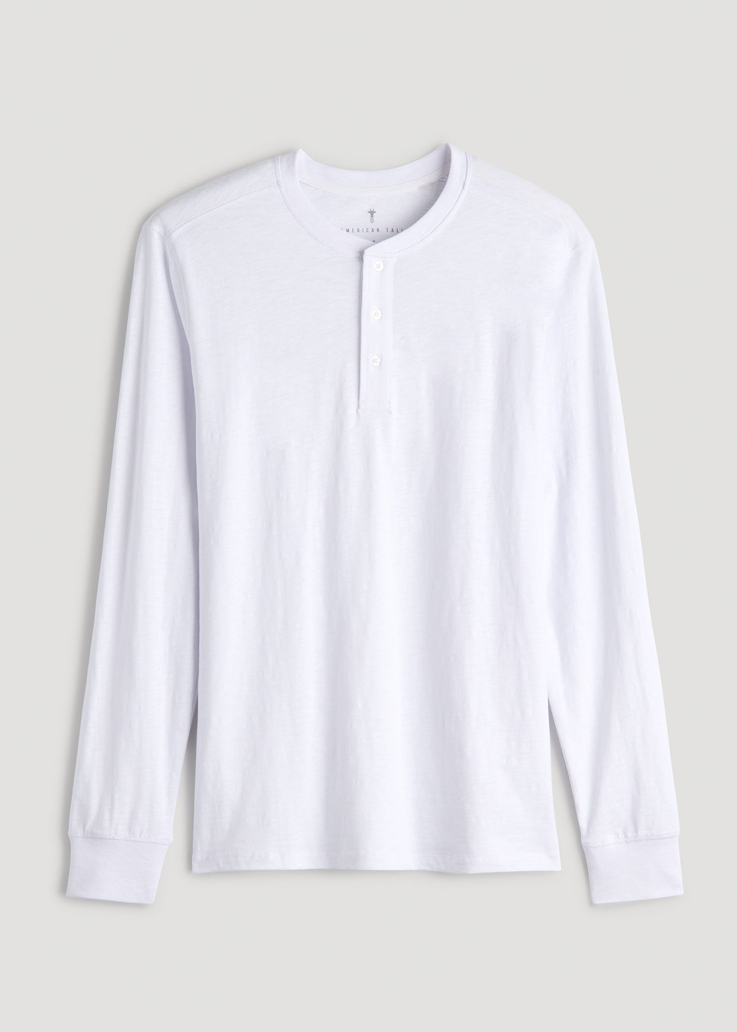 Men's Tall Three Button Long Sleeve Slub Henley in White