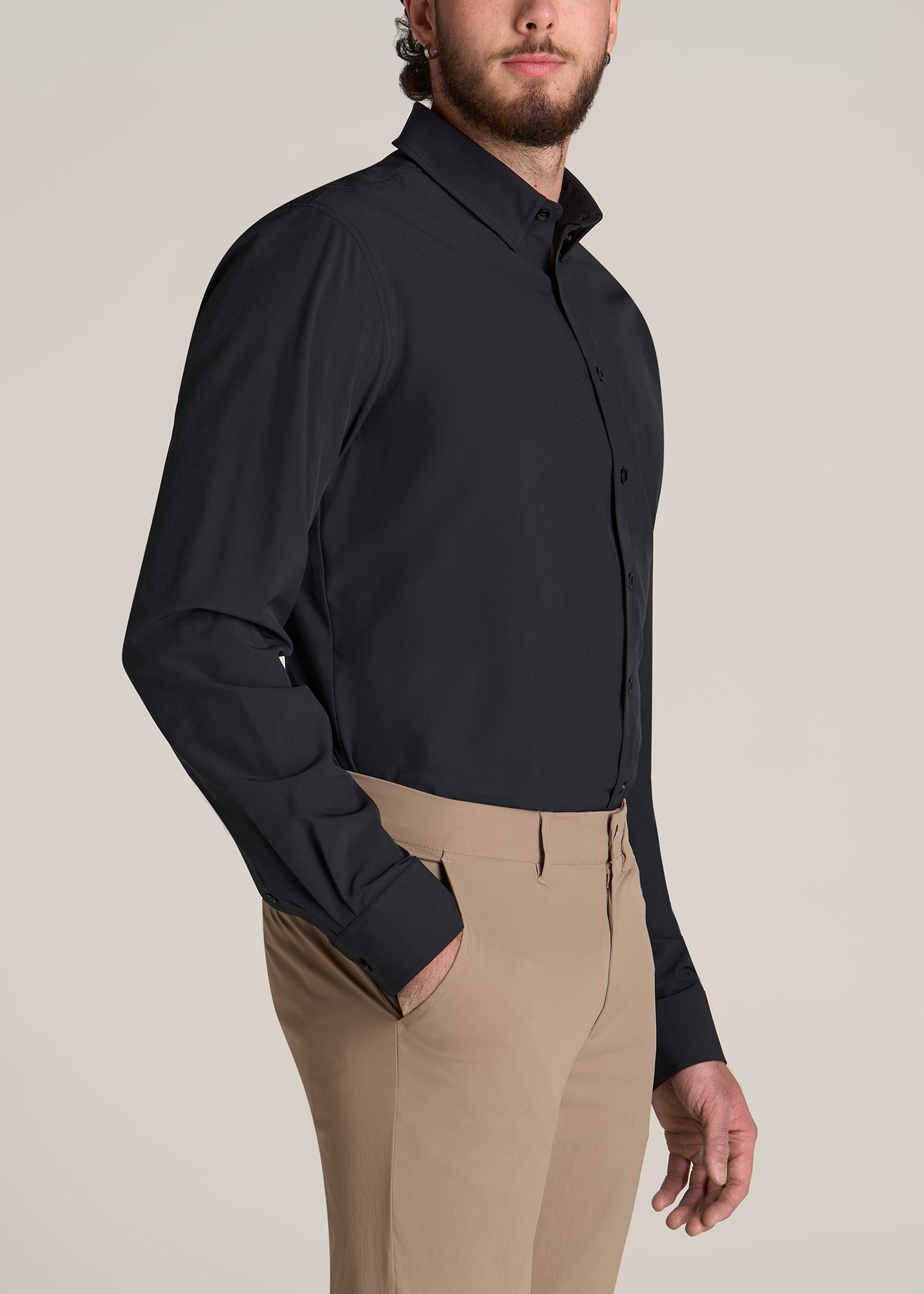 American-Tall-Men-Traveler-Stretch-Dress-Shirt-Black-Side