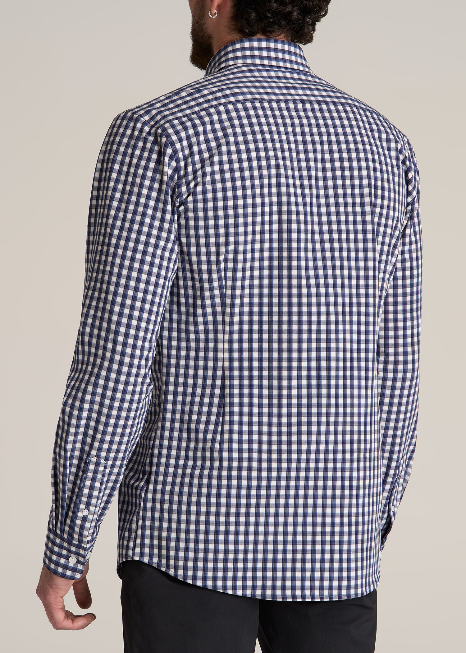 American-Tall-Men-Traveler-Stretch-Dress-Shirt-Blue-White-Gingham-Back